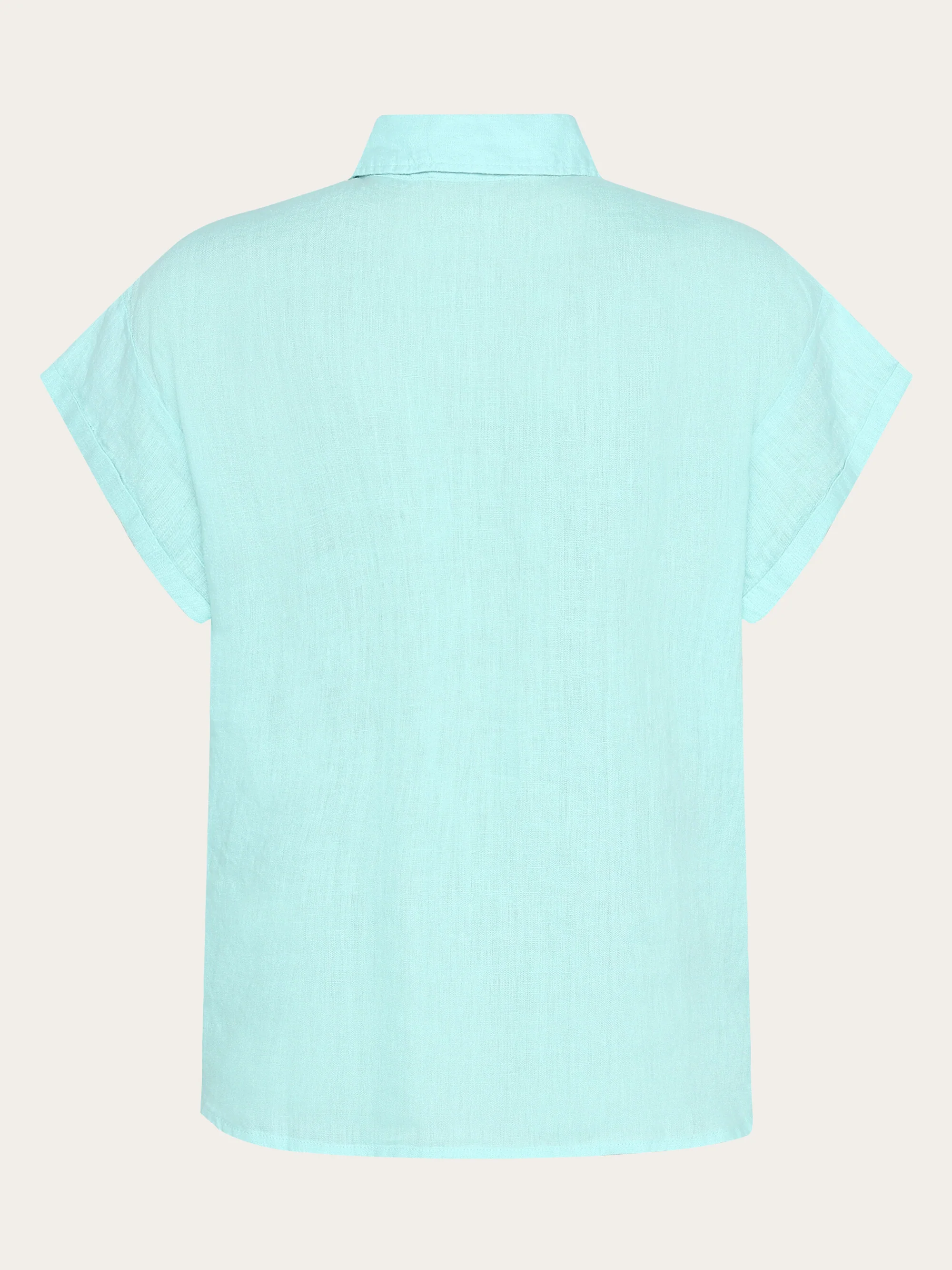 ASTER fold up short sleeve linen shirt - Aqua Esque - Image 3