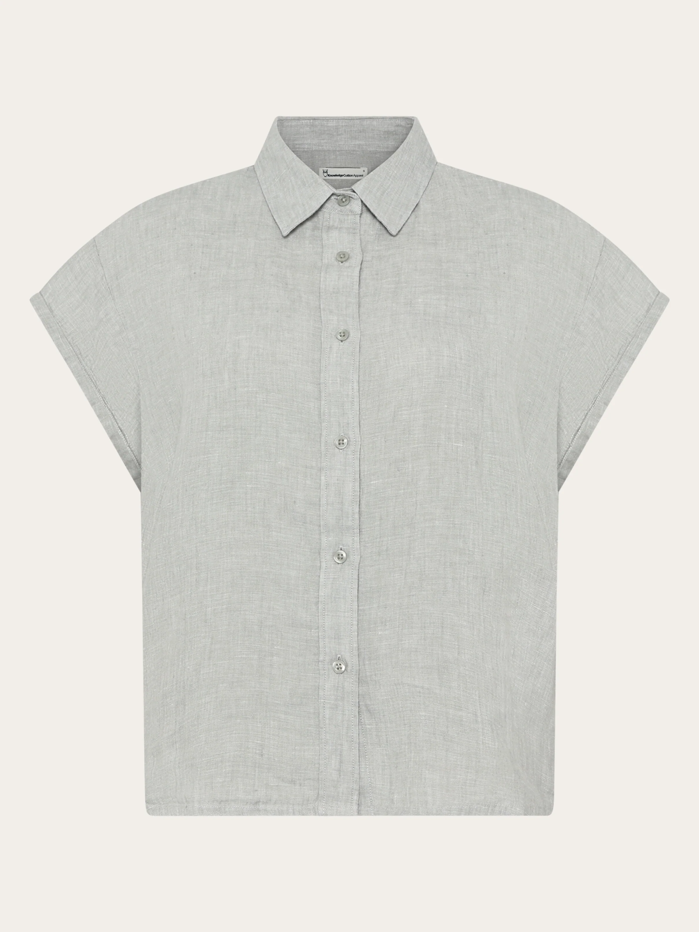 ASTER fold up short sleeve linen shirt - Yarndyed Ultimate Grey