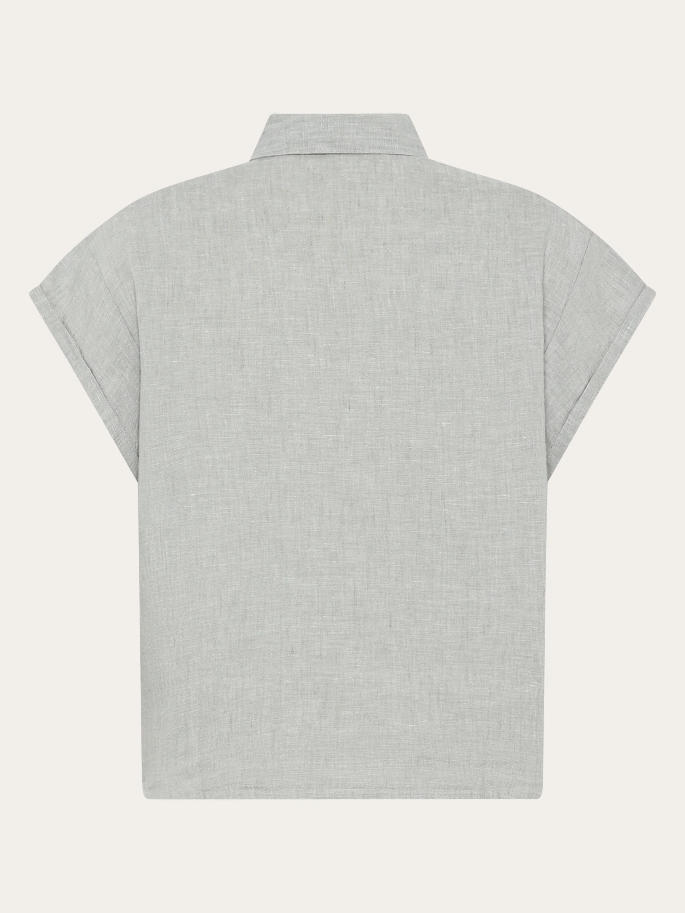 ASTER fold up short sleeve linen shirt - Yarndyed Ultimate Grey - Image 5