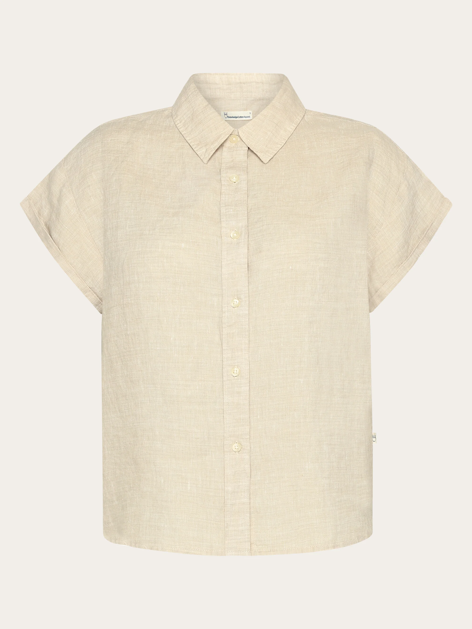 ASTER fold up short sleeve linen shirt - Yarndyed Light feather gray