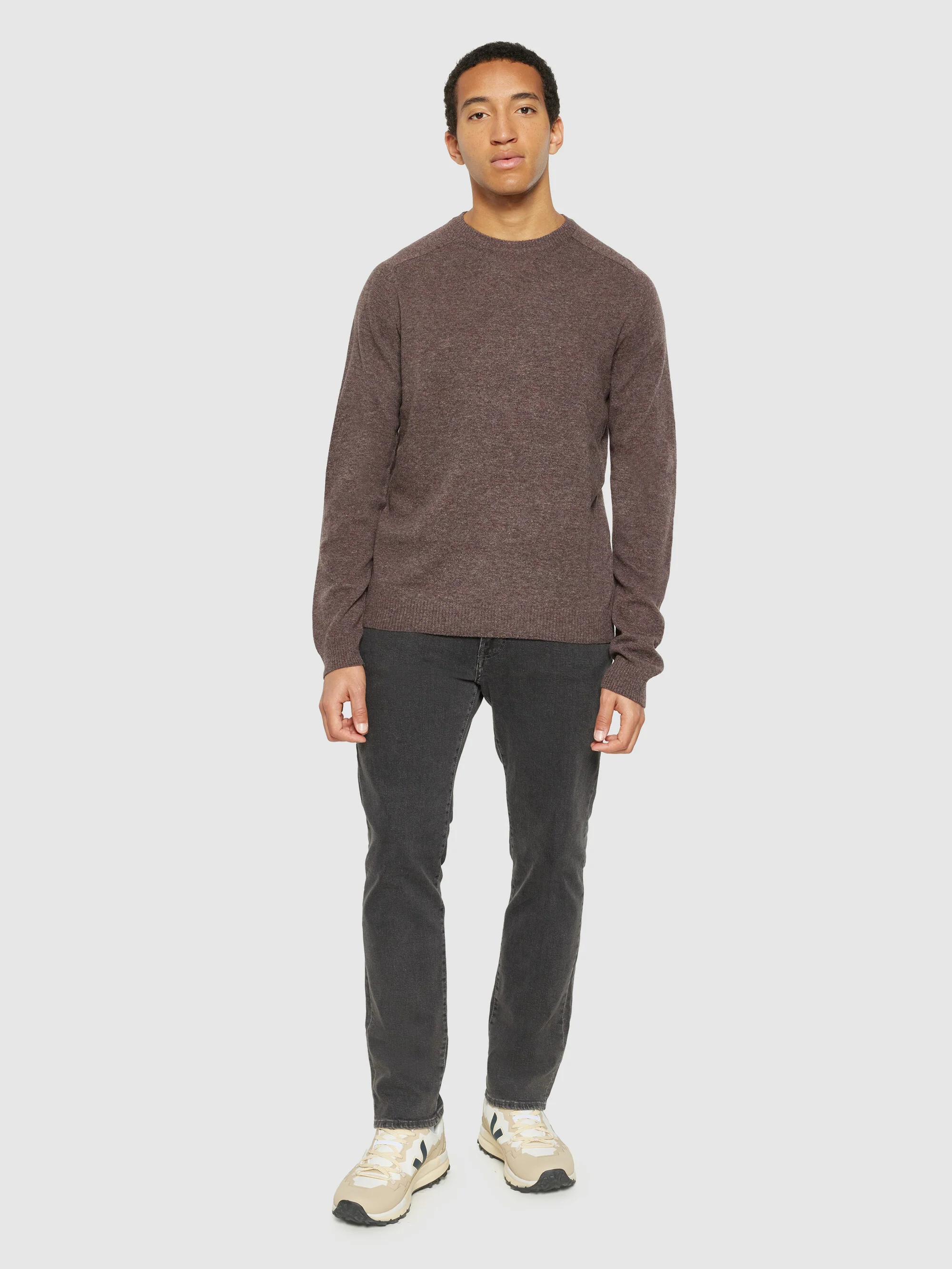 Basic o-neck knit - Demitasse (brown) - Image 4