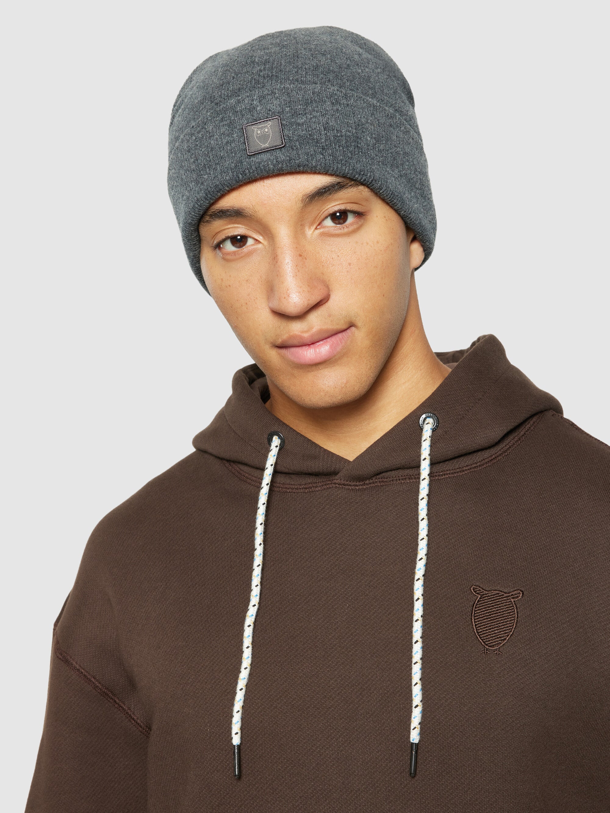 Double layer wool beanie - Dark Grey Melange - Image 6