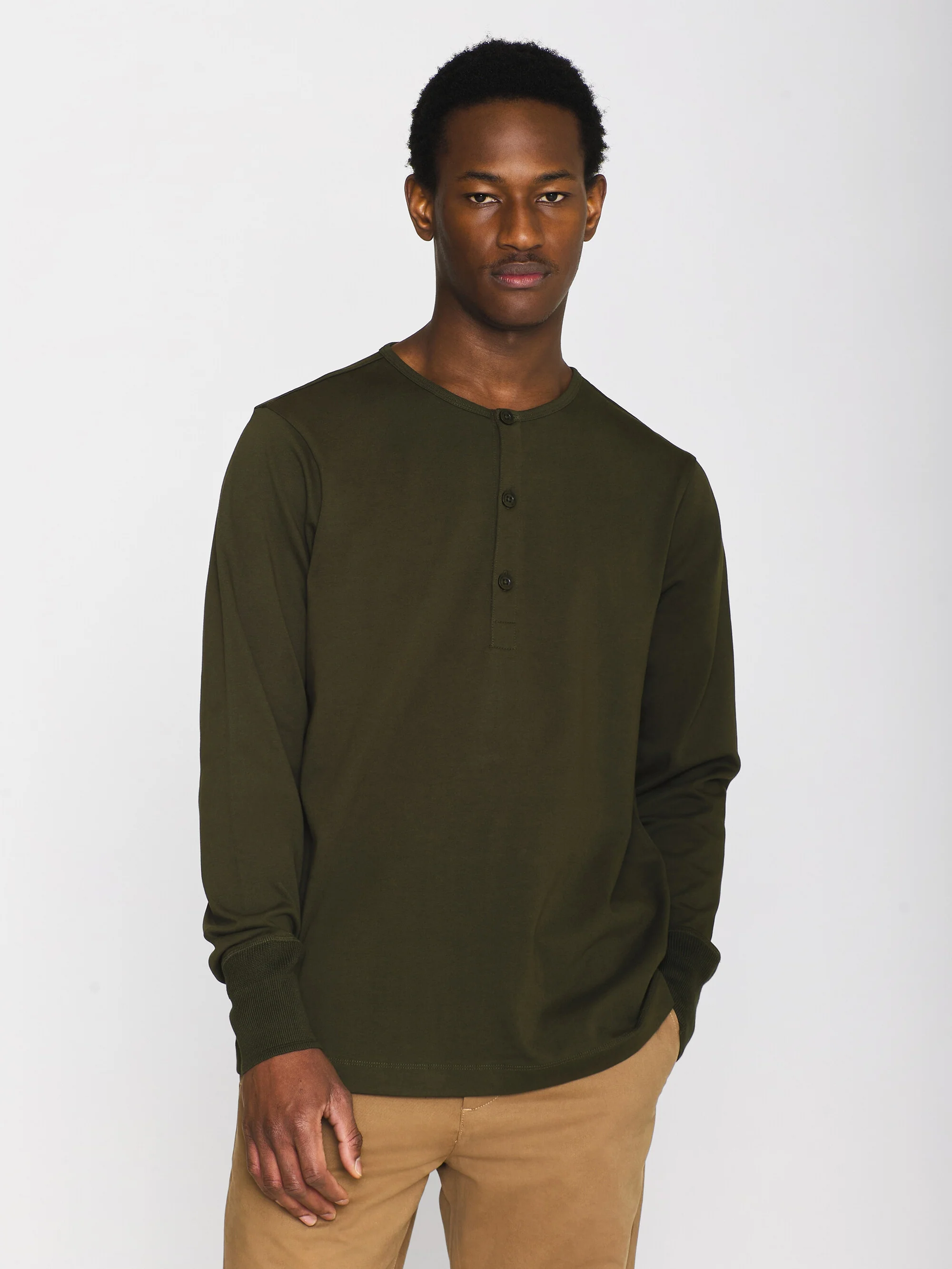 Heavy jersey henley shirt - Forest Night - Image 2