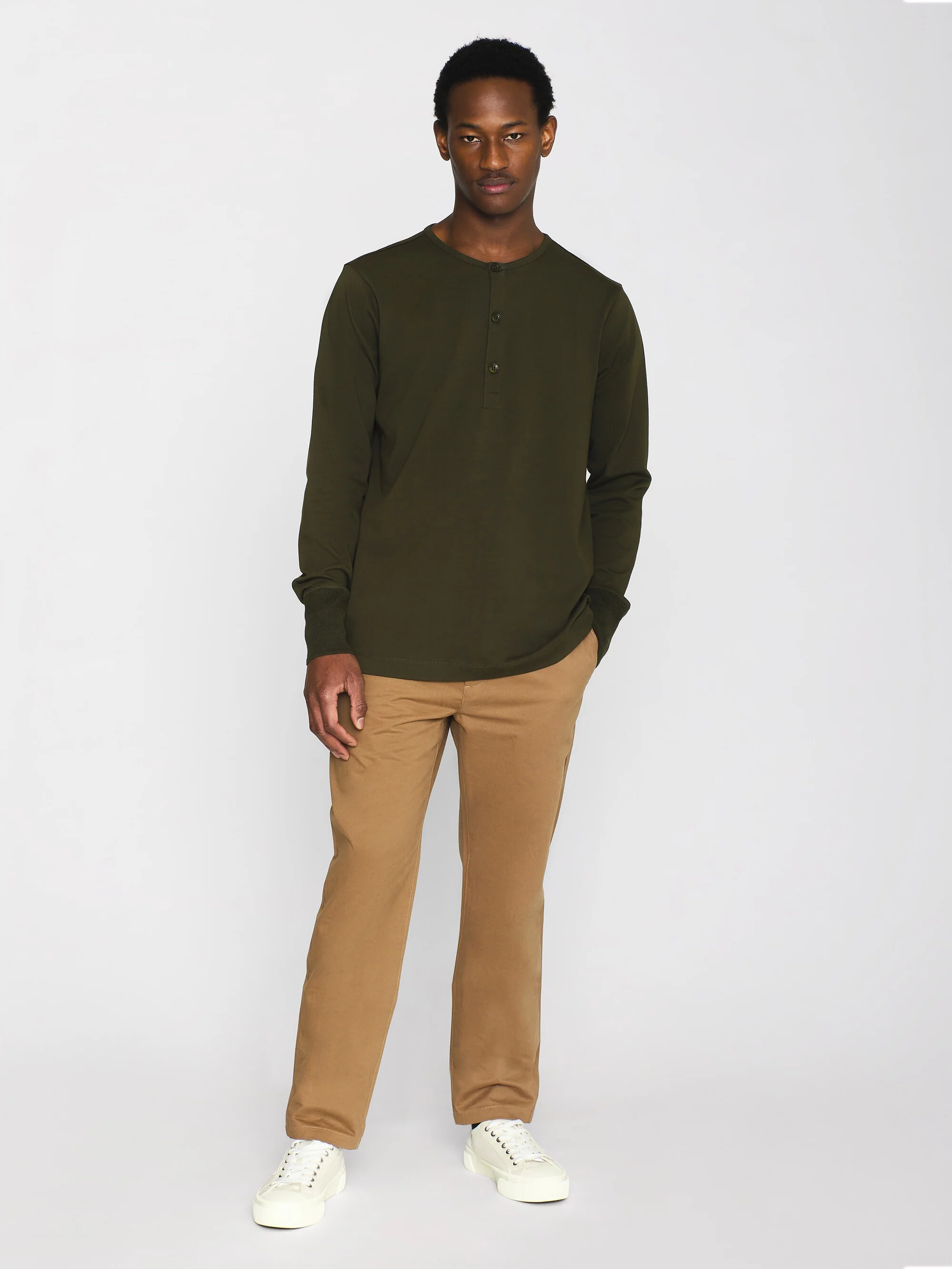 Heavy jersey henley shirt - Forest Night - Image 4