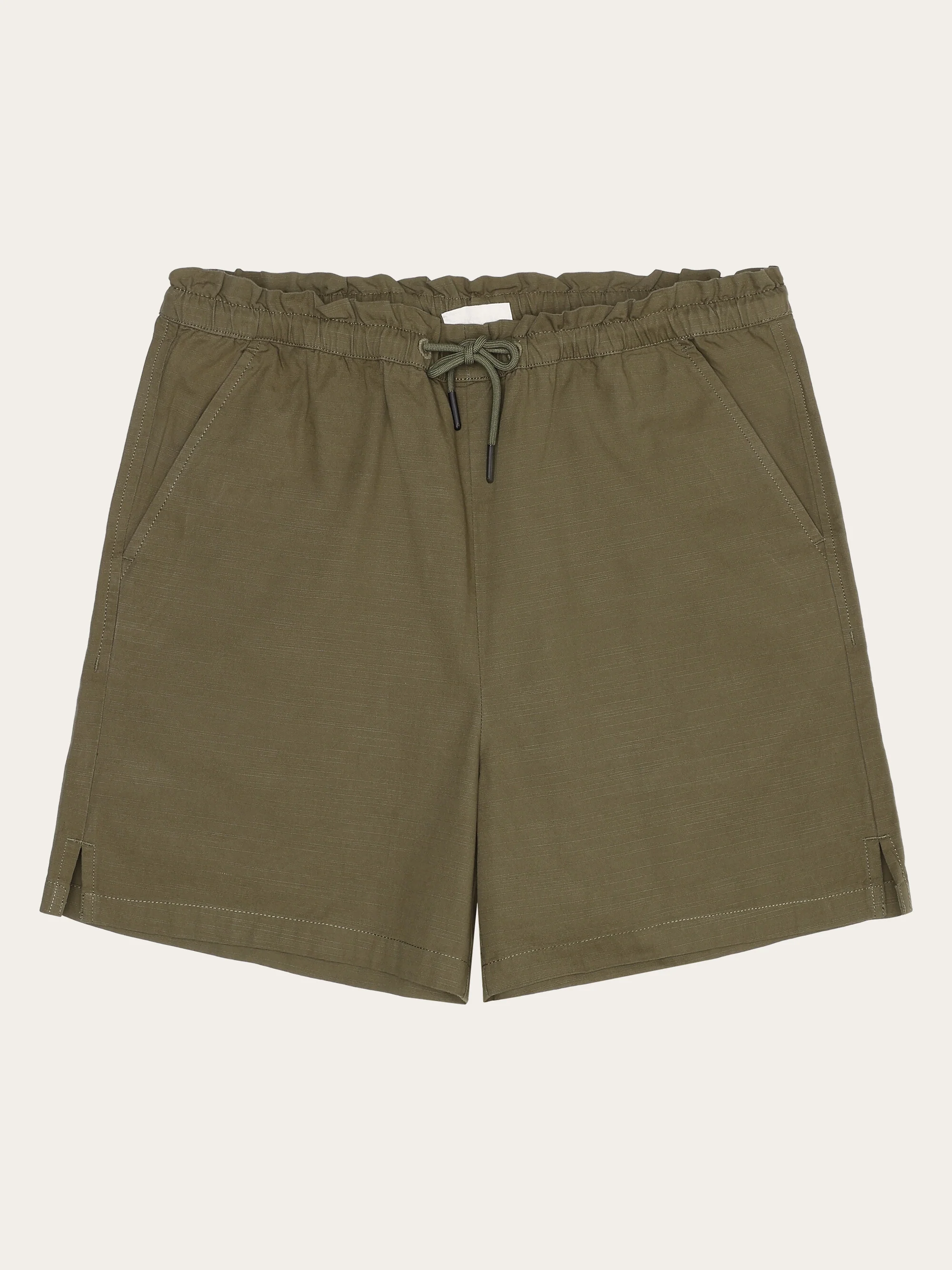 Boardwalk slub shorts with elastic waist - GOTS/Vegan - Burned Olive