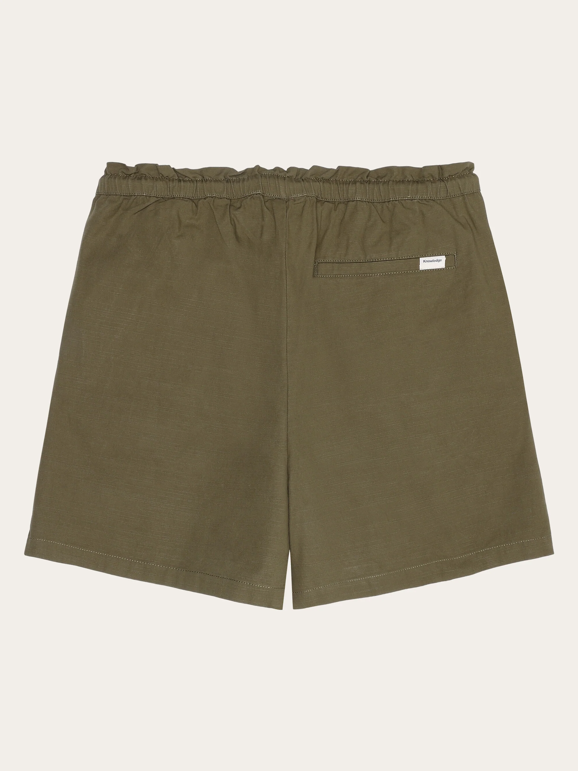 Boardwalk slub shorts with elastic waist - GOTS/Vegan - Burned Olive - Image 3
