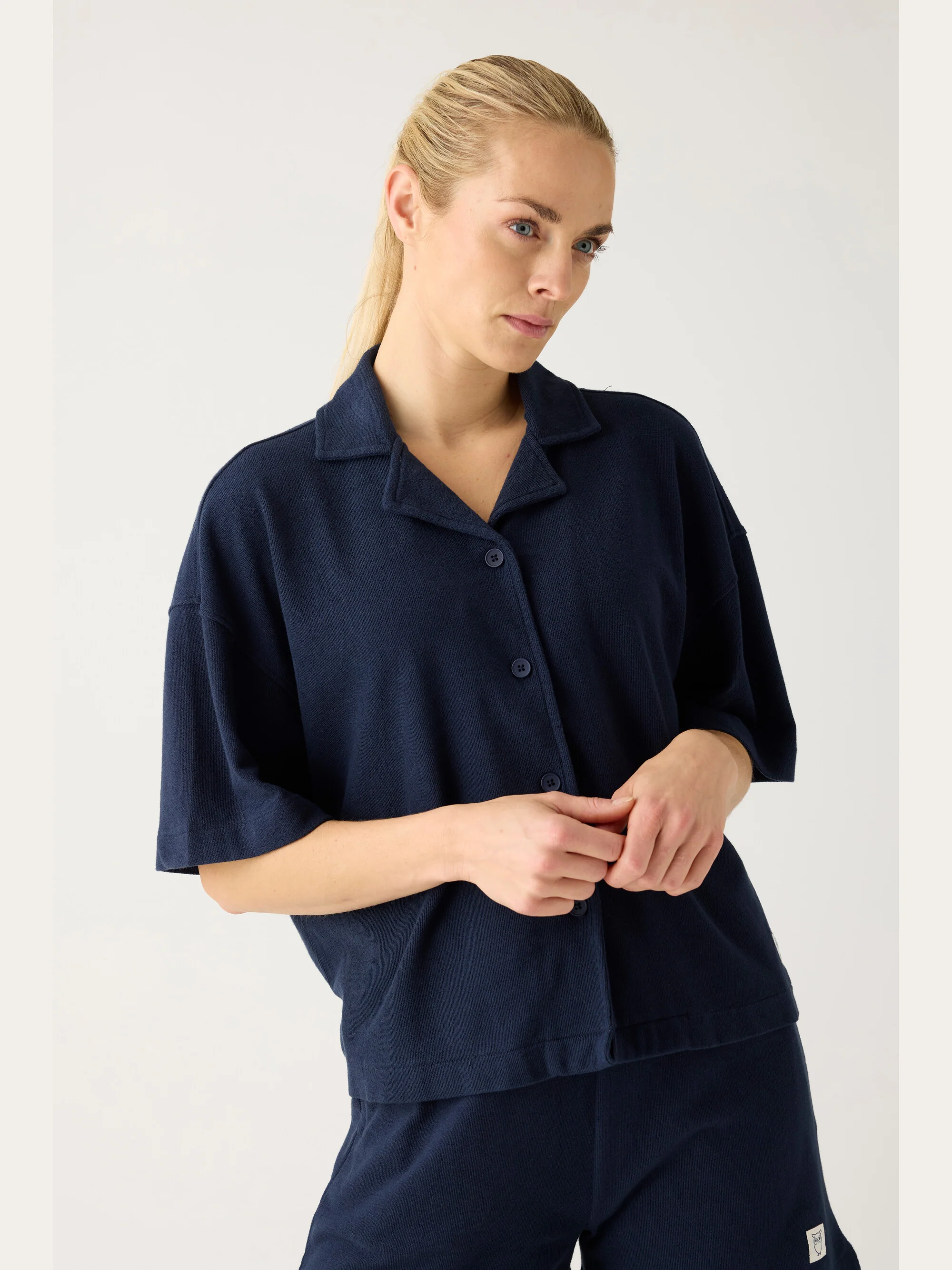 Bouclé short sleeved shirt - GOTS/Vegan - Night Sky - Image 4