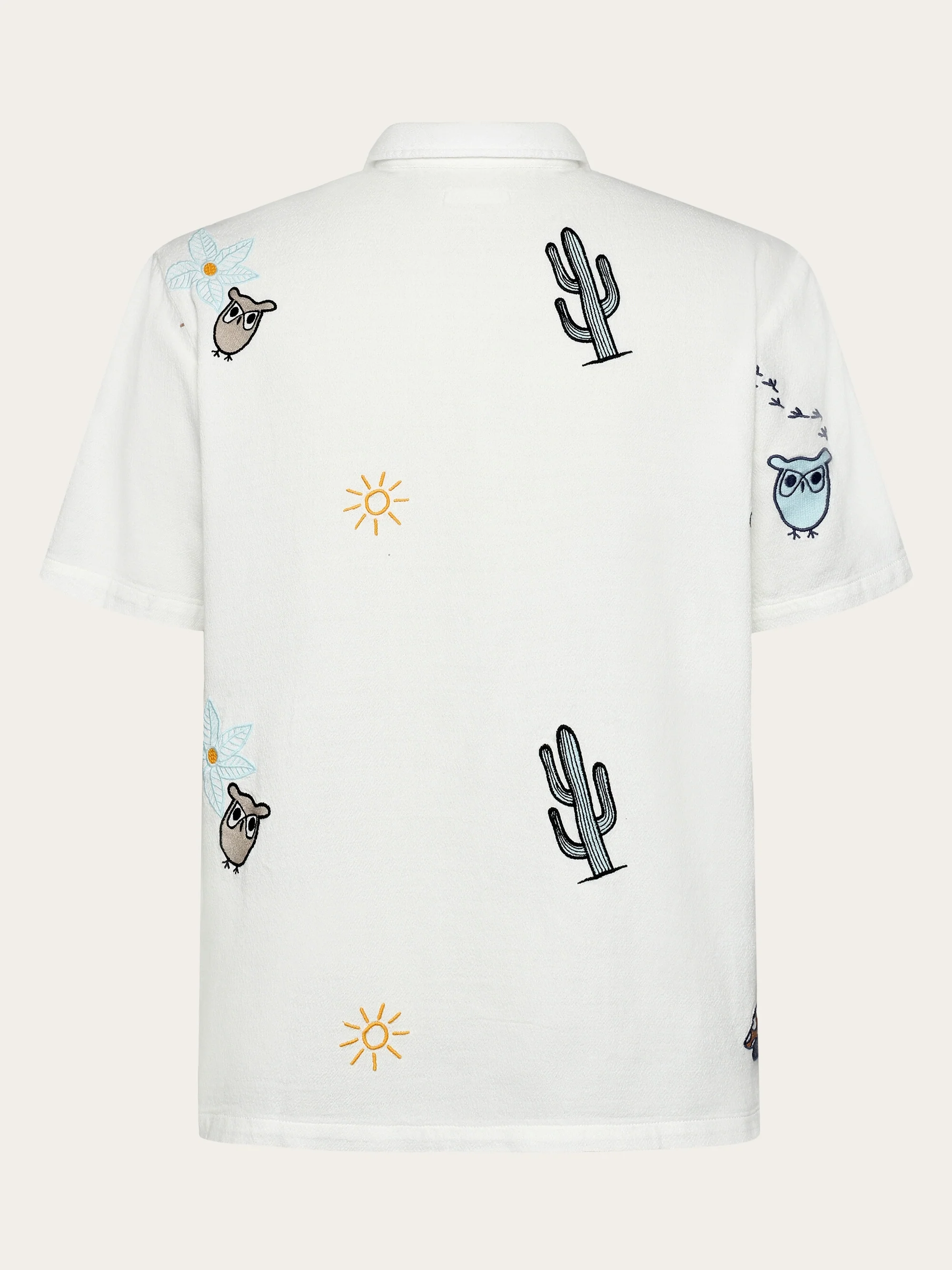 Box fit short sleeve shirt with embroidery - GOTS/Vegan - Egret - Image 3