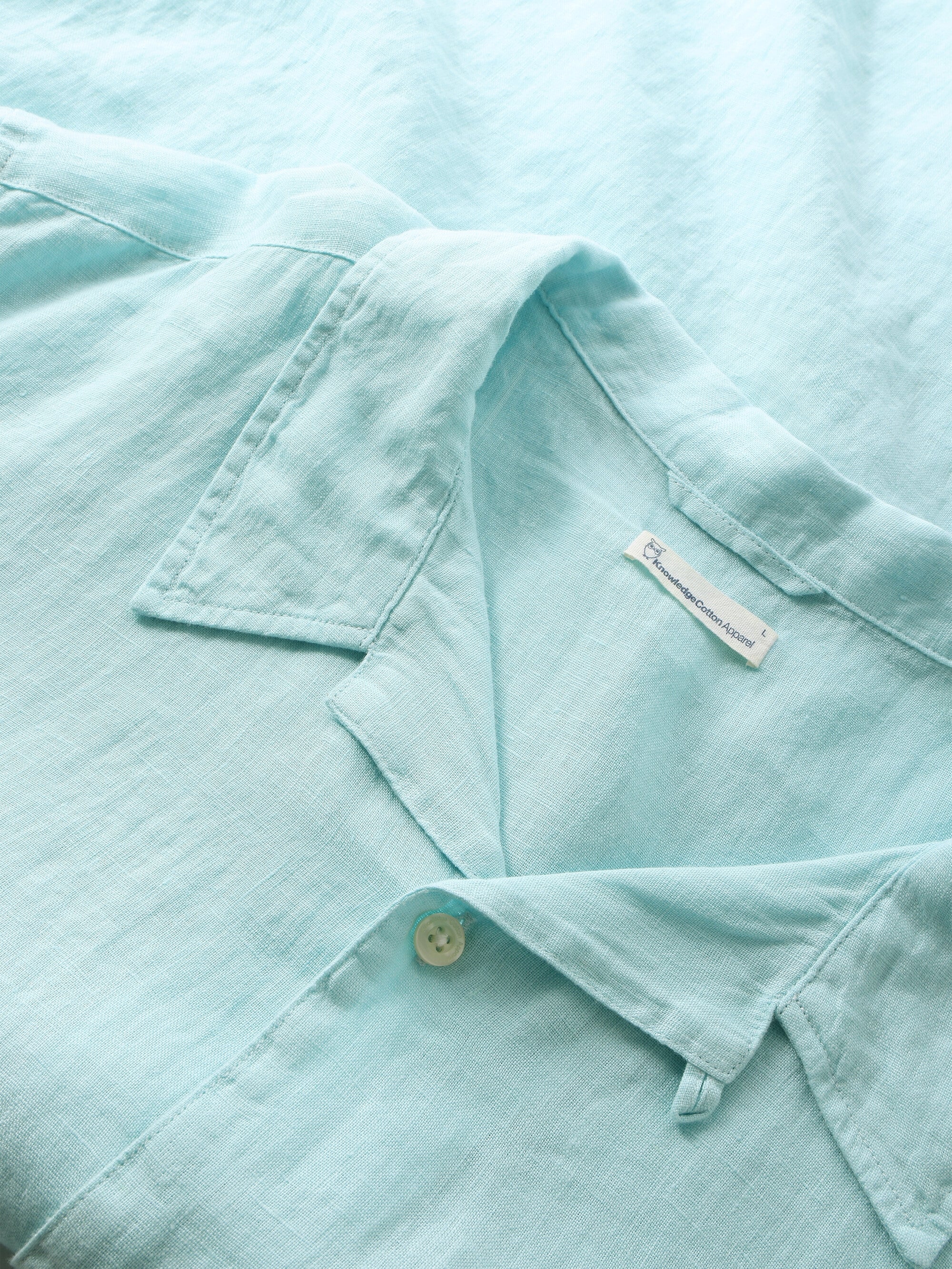 Box fit short sleeved linen shirt - Aqua Esque - Image 2