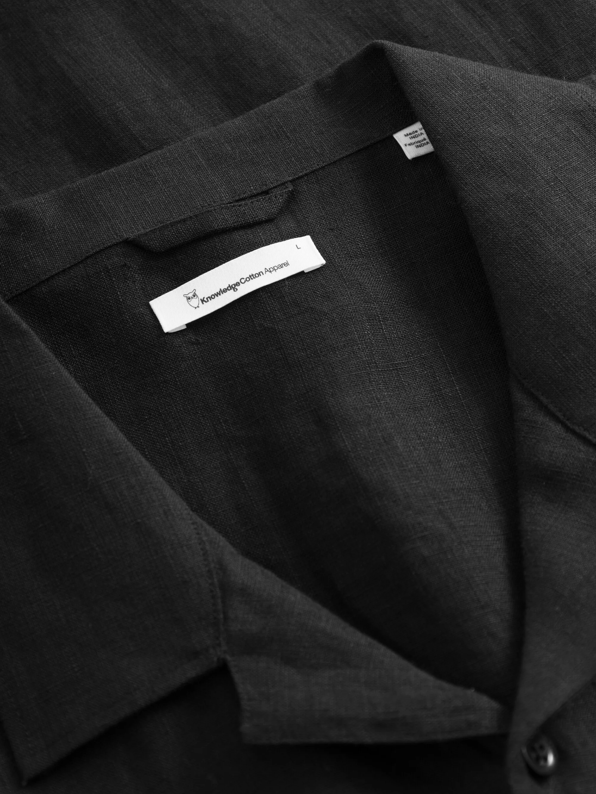 Box fit short sleeved linen shirt - Black Jet - Image 5