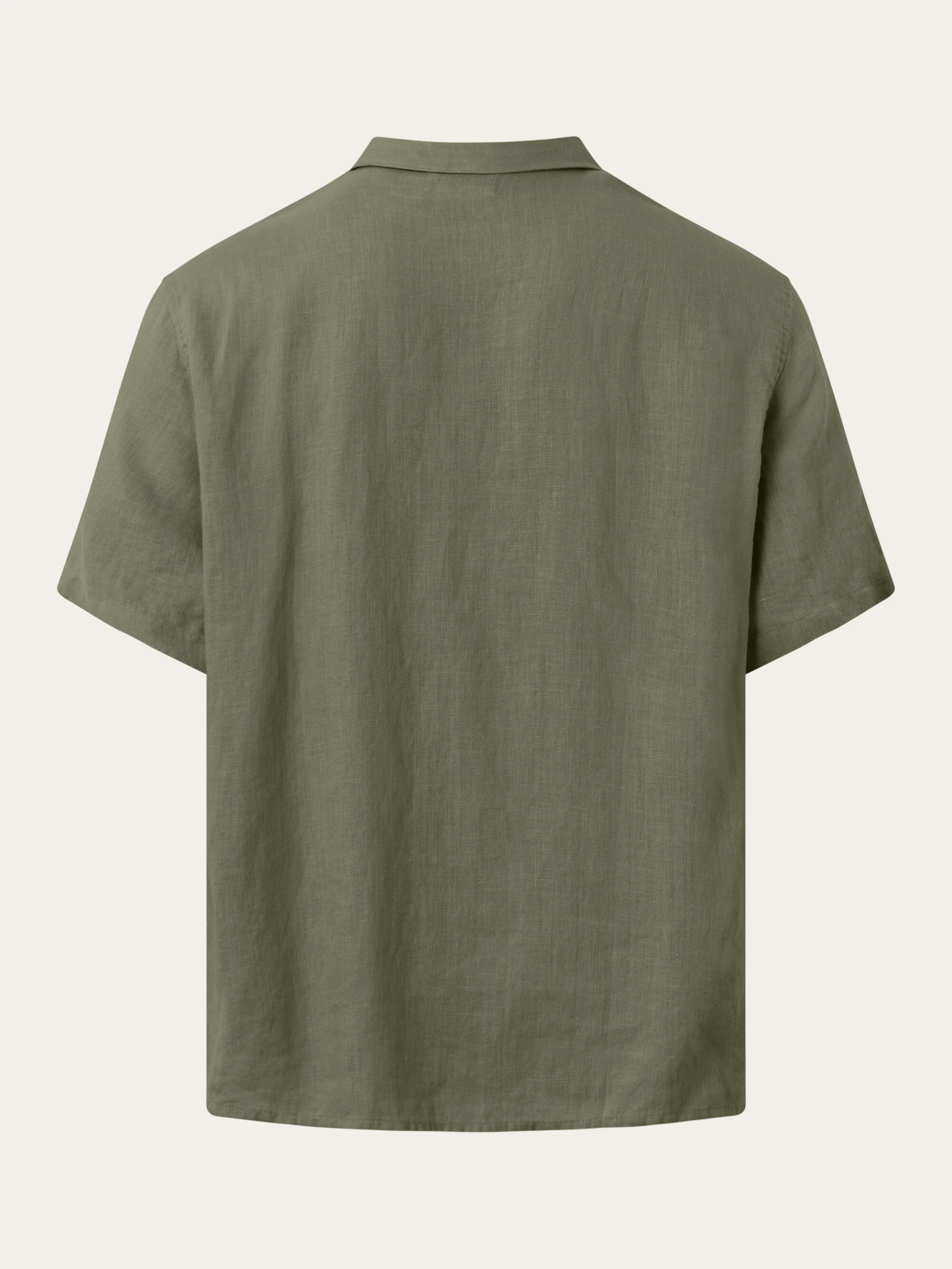 Box fit short sleeved linen shirt - Burned Olive - Image 4