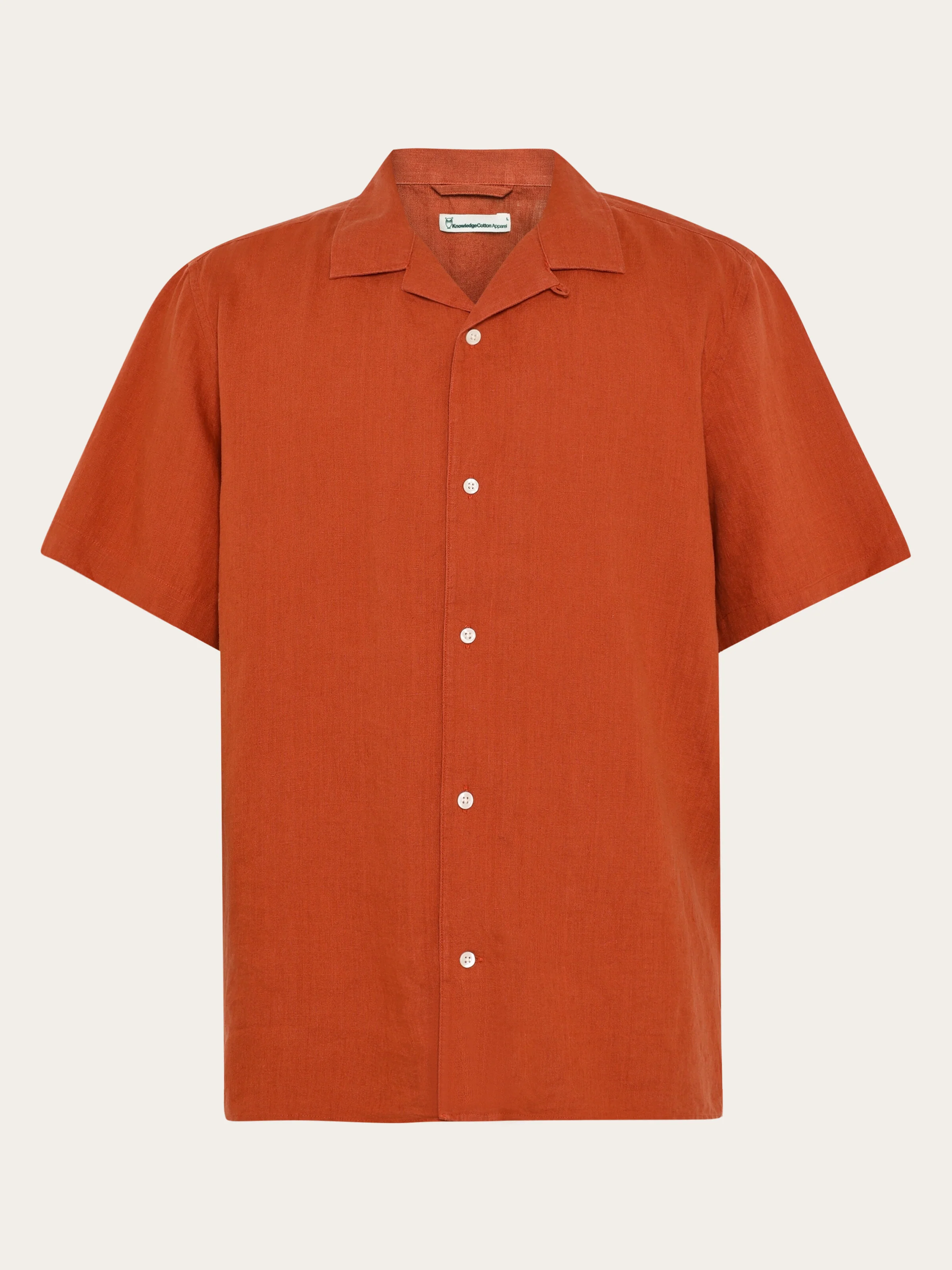 Box fit short sleeved linen shirt - Burnt Brick