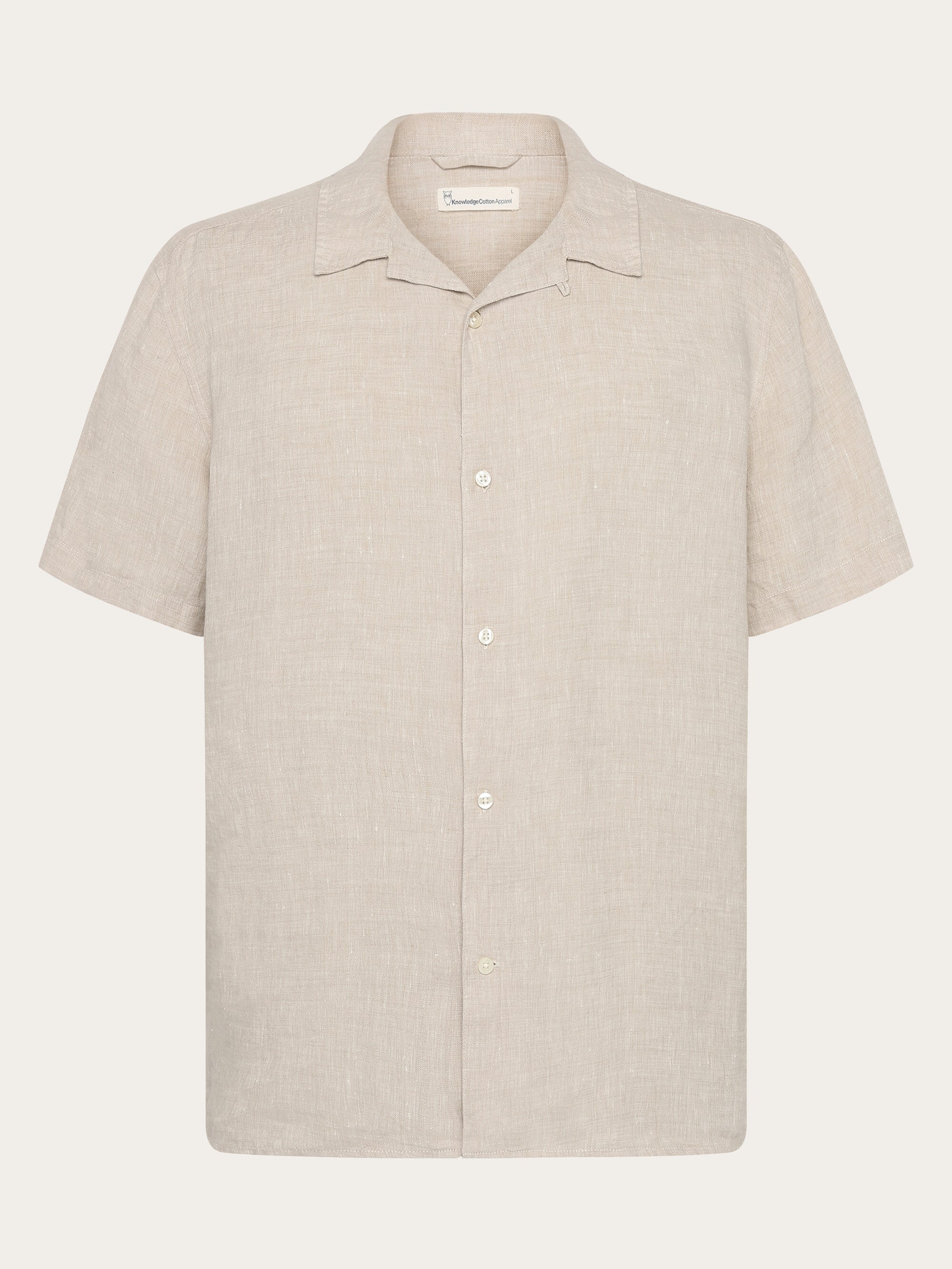 Box fit short sleeved linen shirt - Yarndyed Light feather gray