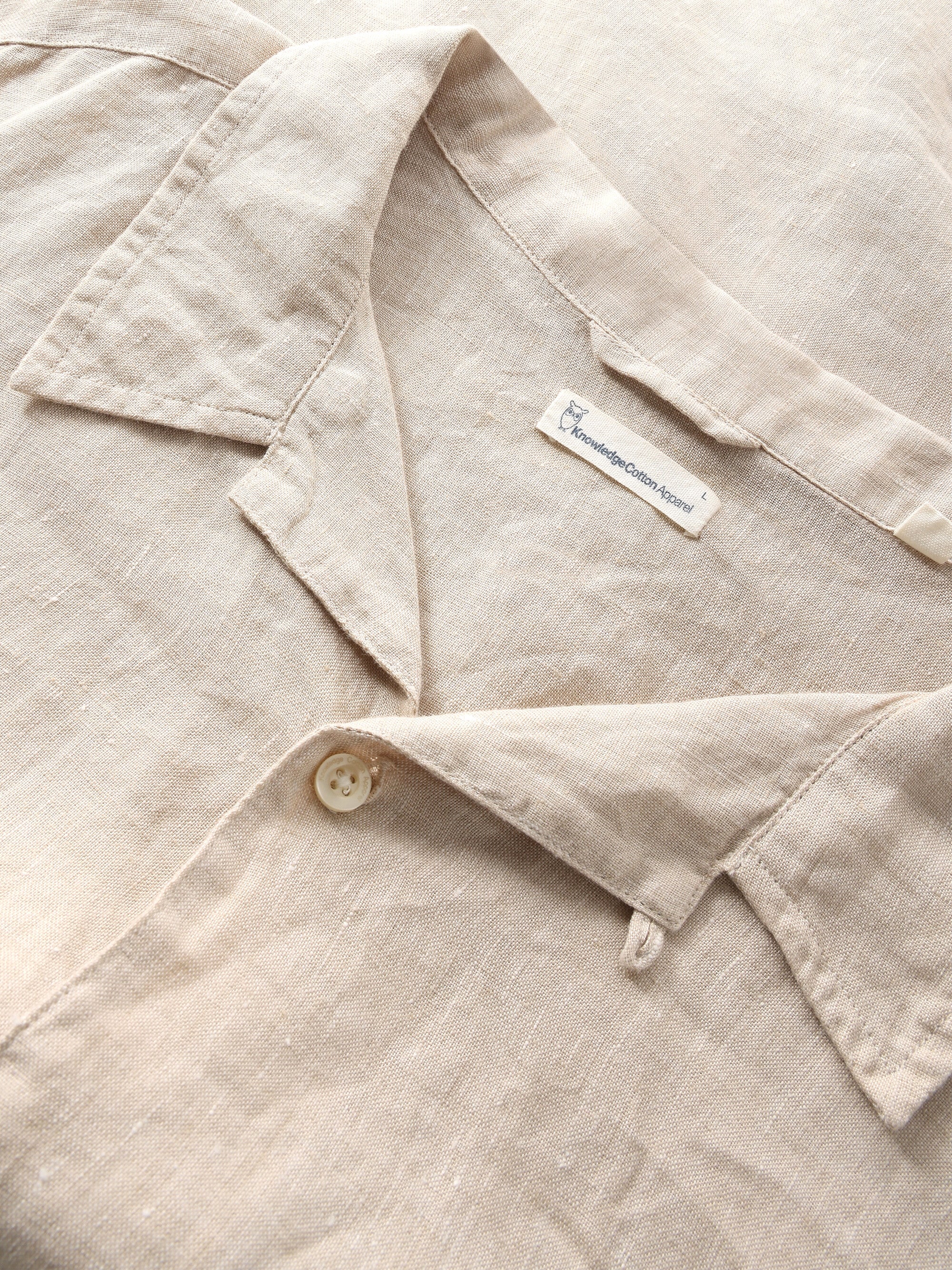 Box fit short sleeved linen shirt - Yarndyed Light feather gray - Image 4