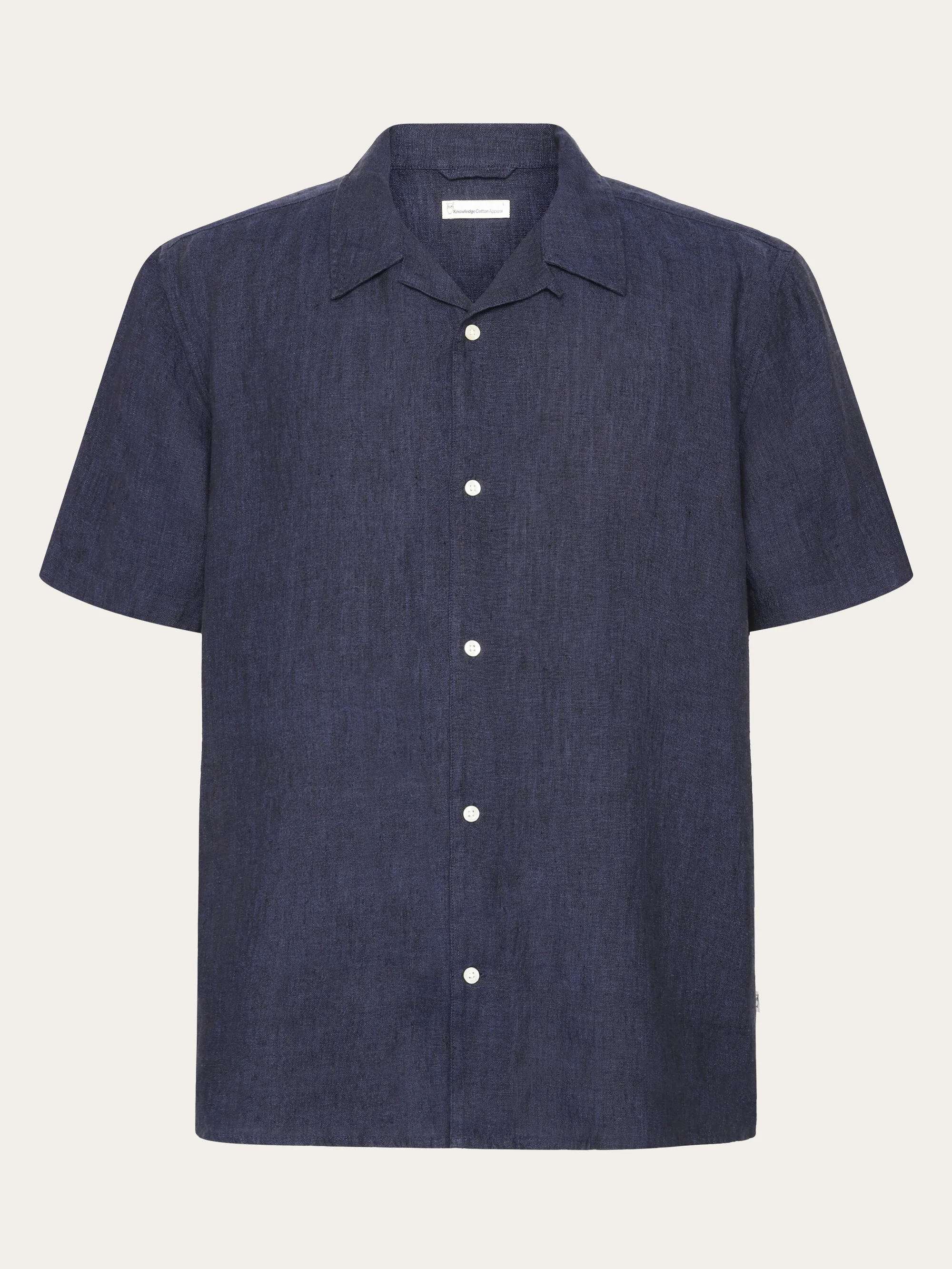 Box fit short sleeved linen shirt - Yarndyed Total Eclipse