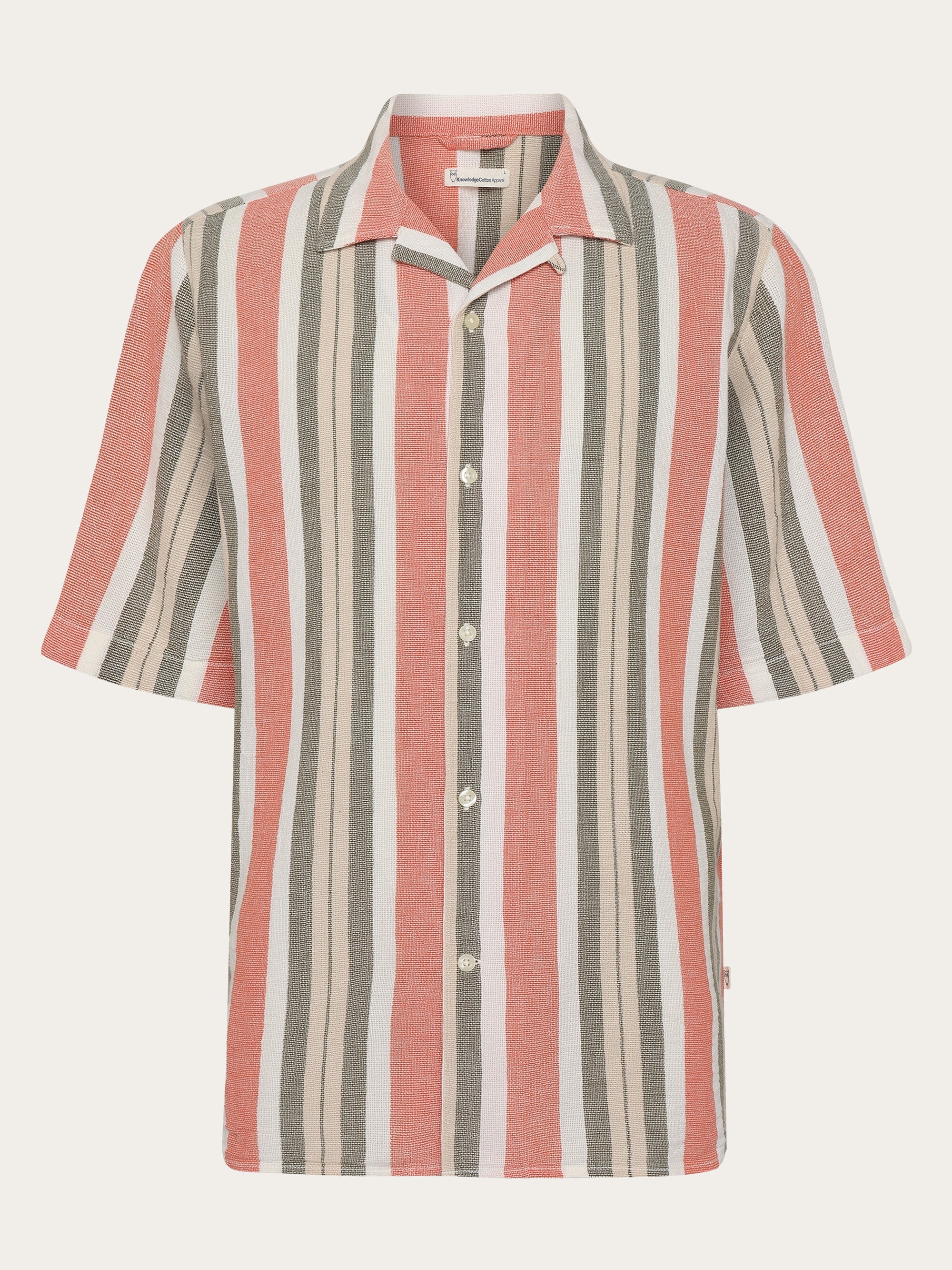 Box short sleeve striped cotton shirt GOTS/Vegan - Green stripe