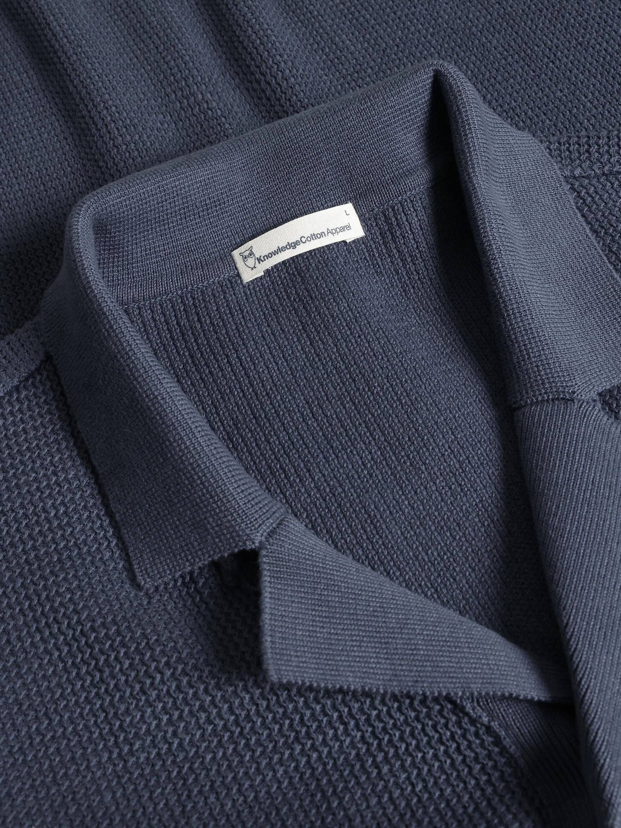Boxy short sleeve structured knitted shirt - Regenerative Organic Certified™ - GOTS/Vegan - Vintage Indigo - Image 2
