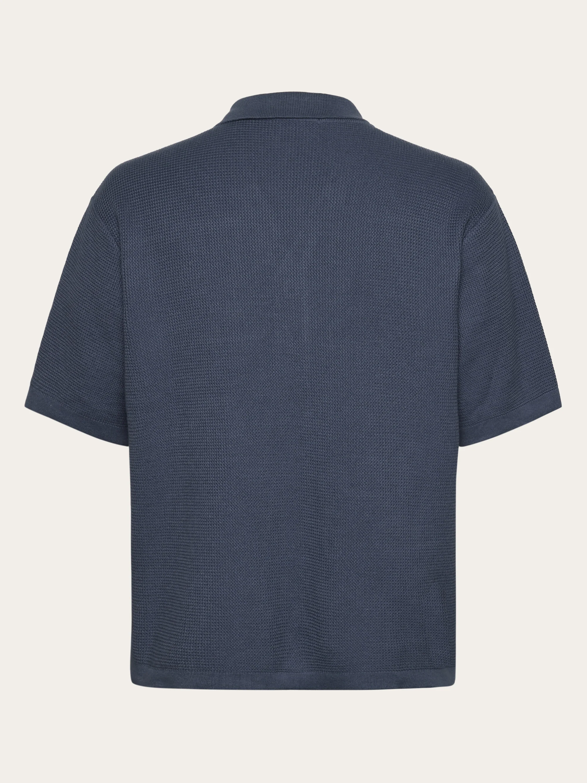 Boxy short sleeve structured knitted shirt - Regenerative Organic Certified™ - GOTS/Vegan - Vintage Indigo - Image 3