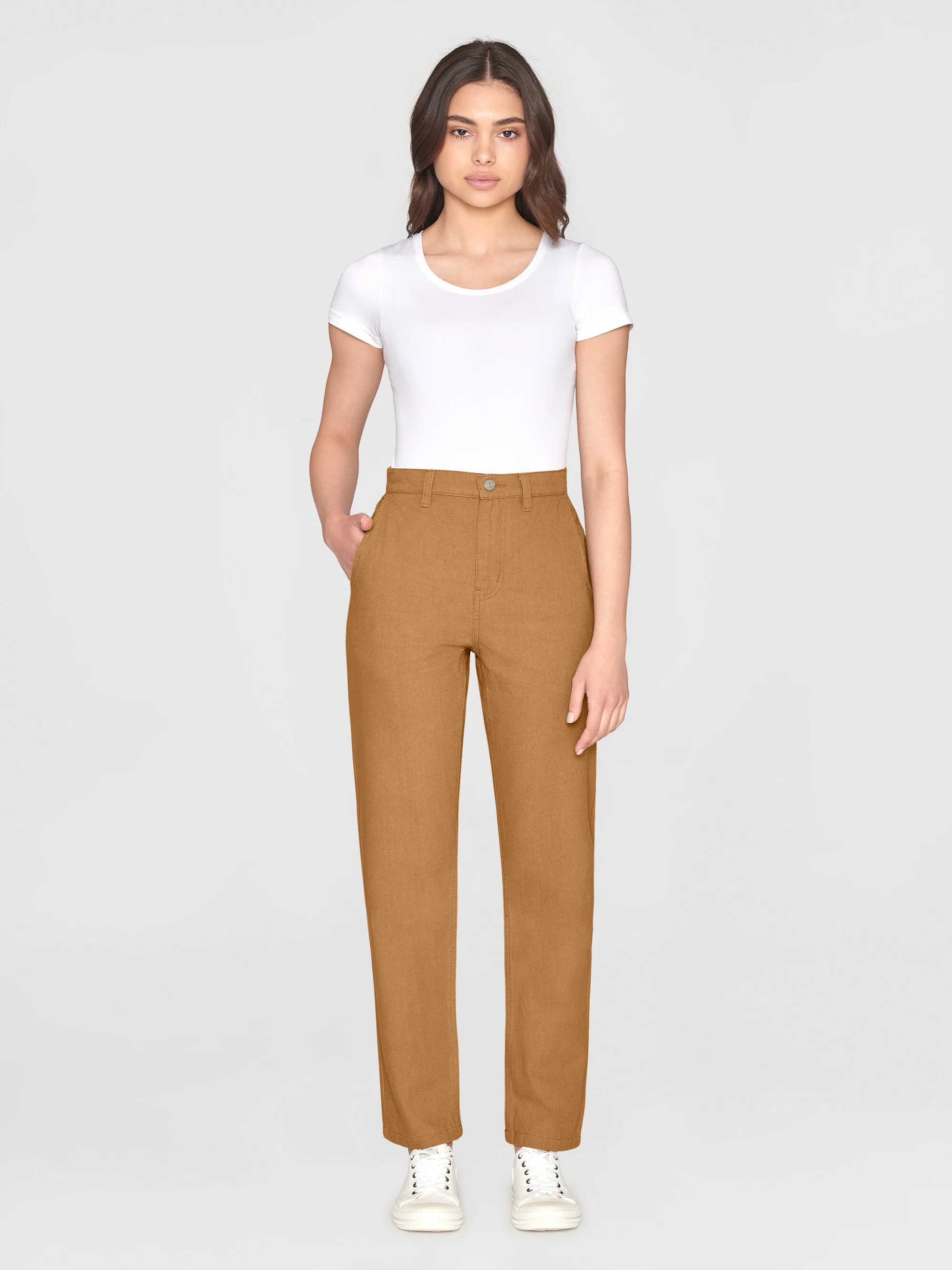 CALLA tapered canvas pant - Brown Sugar - Image 4