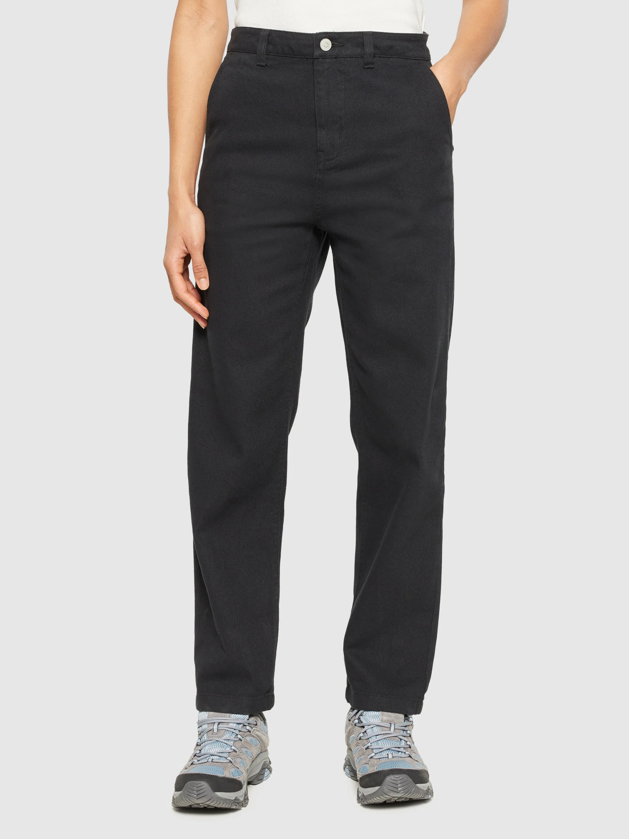 CALLA tapered mid-rise twill workwear pants - GOTS/Vegan - Black Jet - Image 2