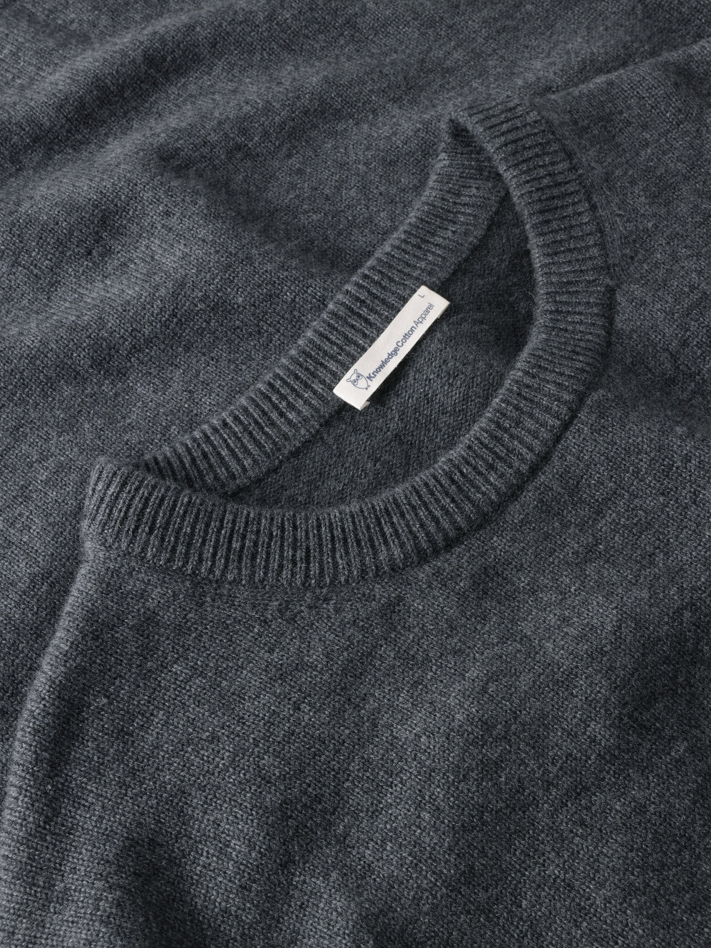 Cashmere Crew Neck Knit RWS - Dark Grey Melange - Image 2