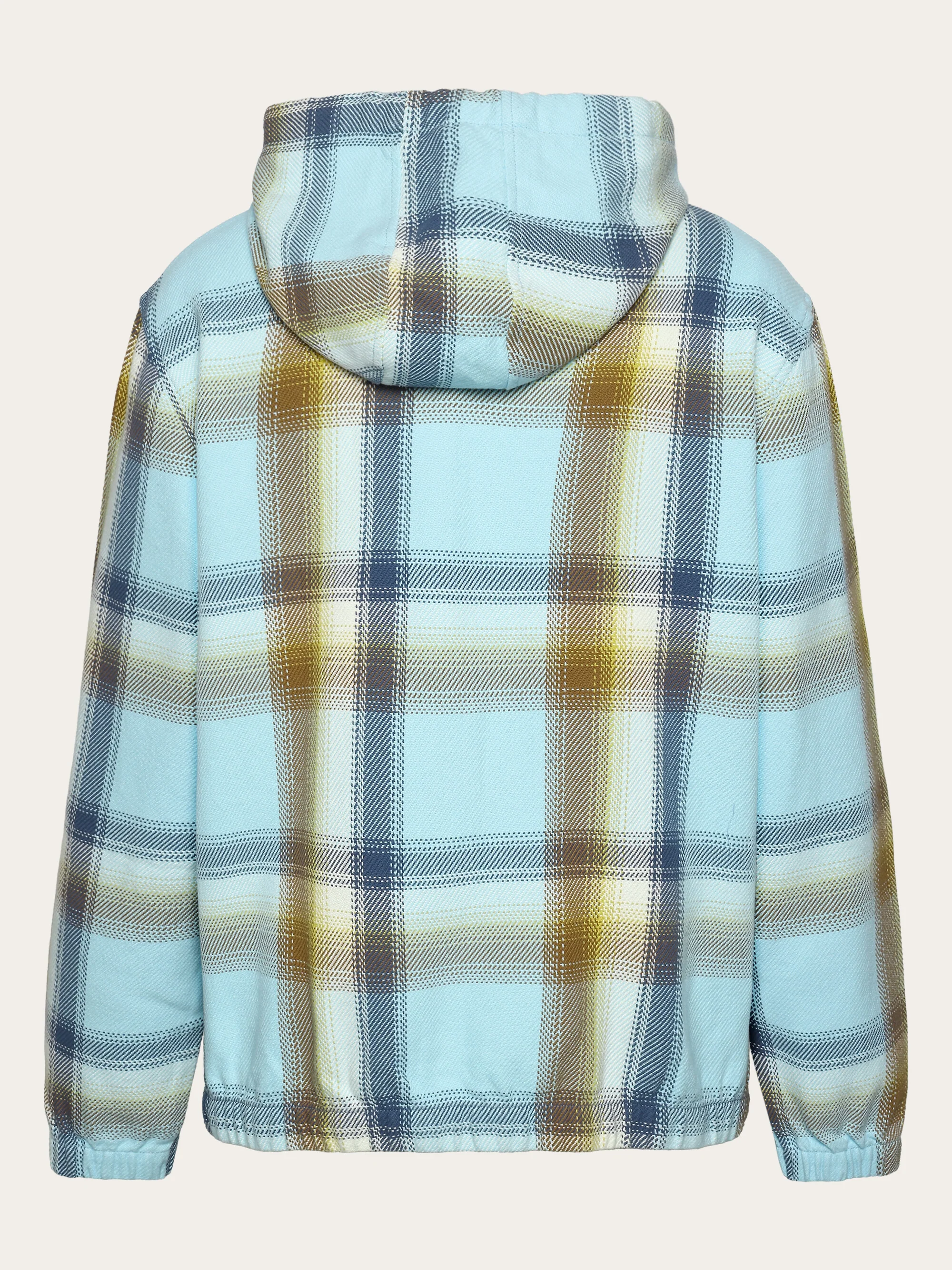 Checked hoodie twill zipper jacket - GOTS/Vegan - Navy - Image 3