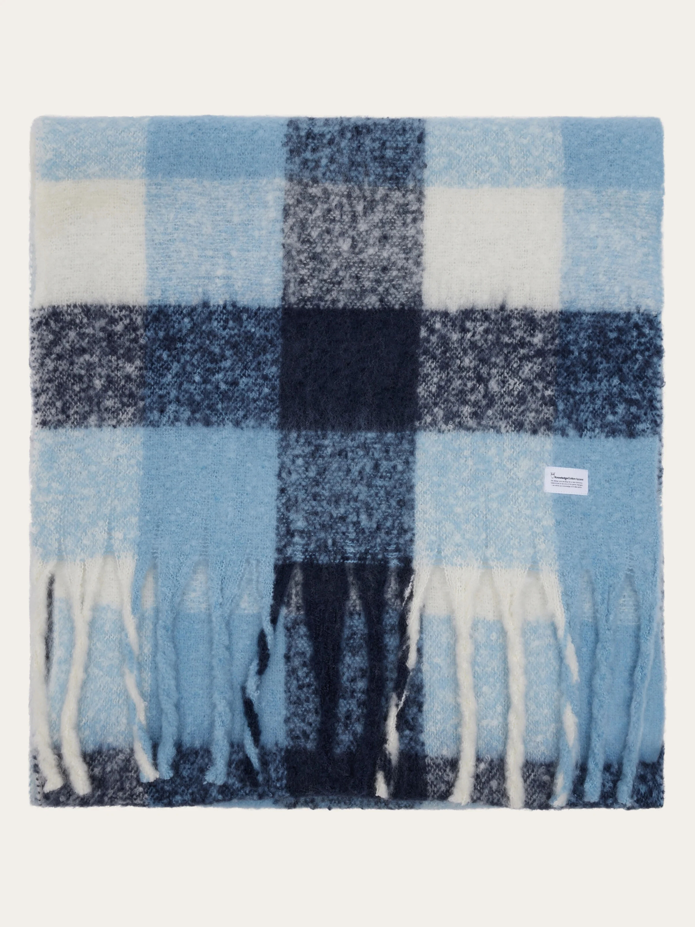 Recycled fringe scarf - Blue check