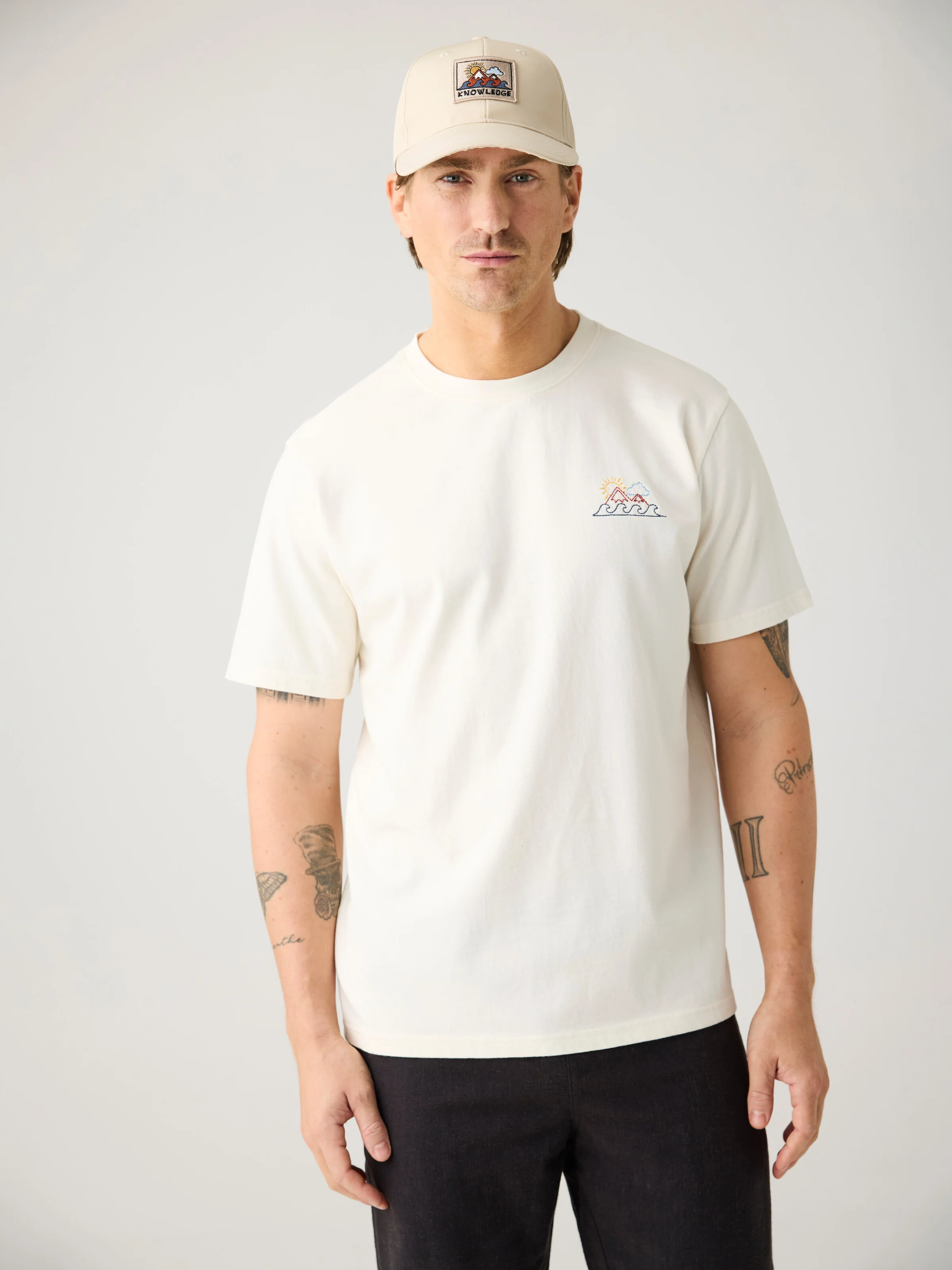 Chest print t-shirt - Egret - Image 2