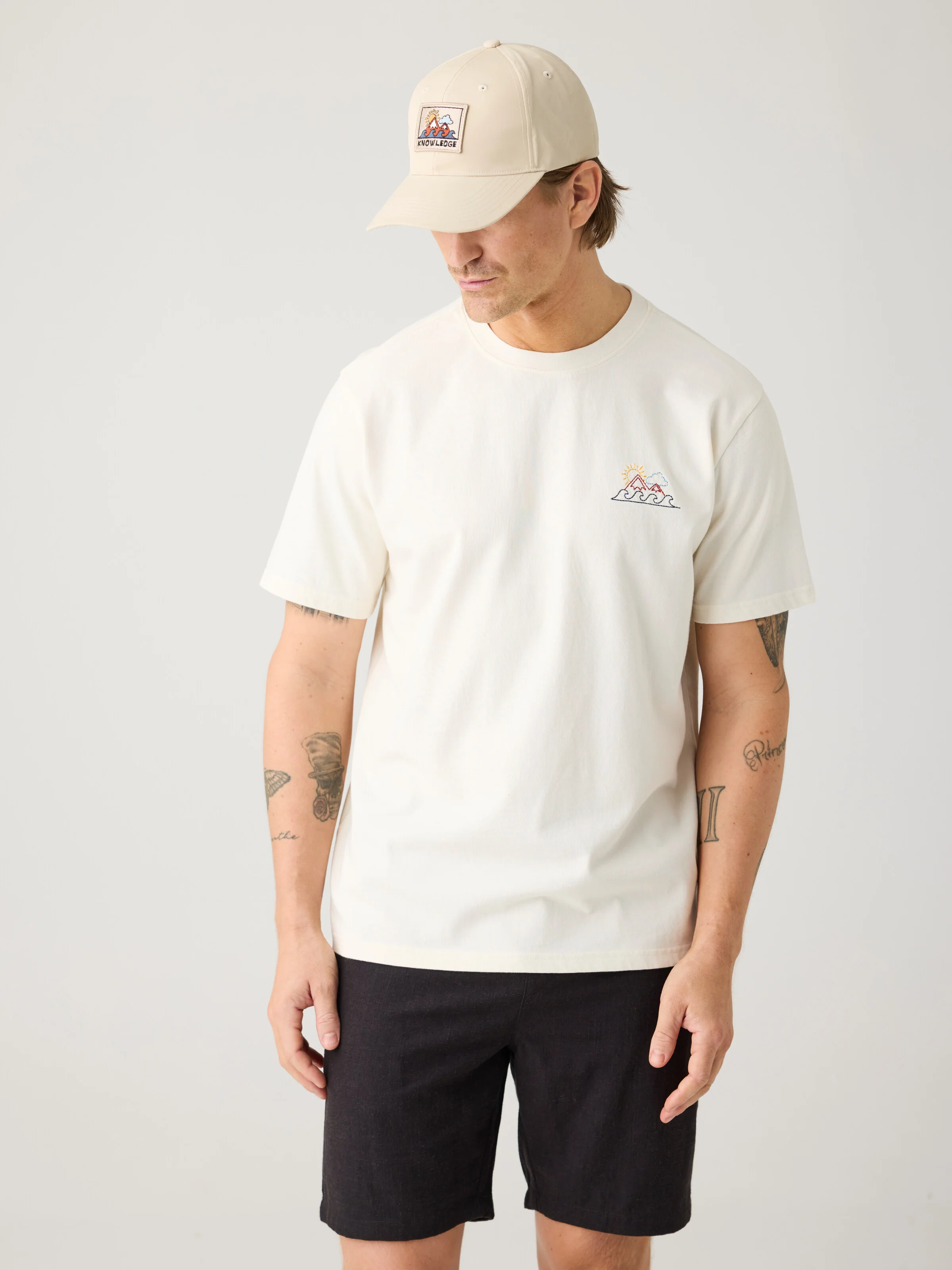 Chest print t-shirt - Egret - Image 4