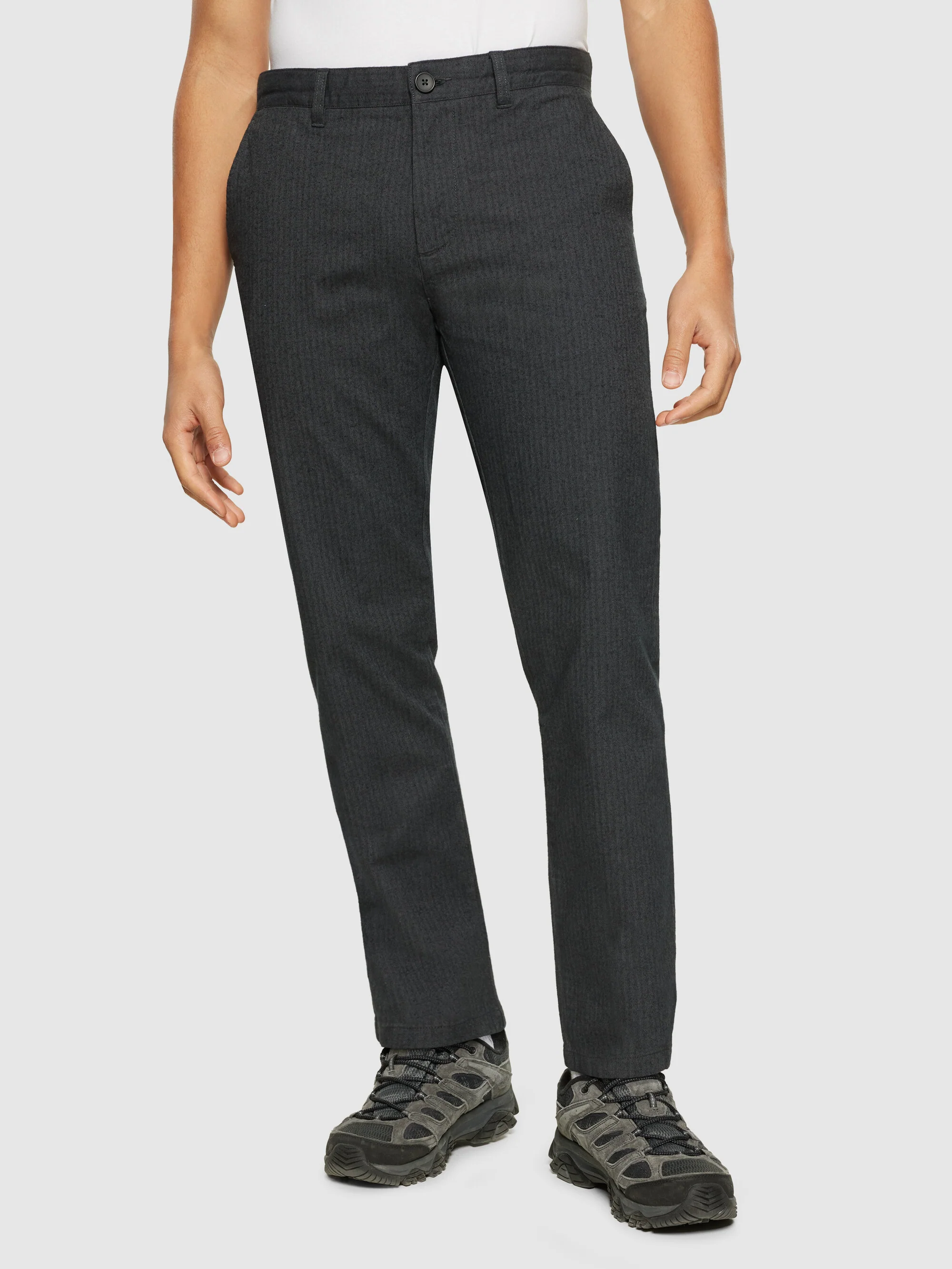 CHUCK regular flannel herringbone chinos - GOTS/Vegan - Gray Pinstripe - Image 2