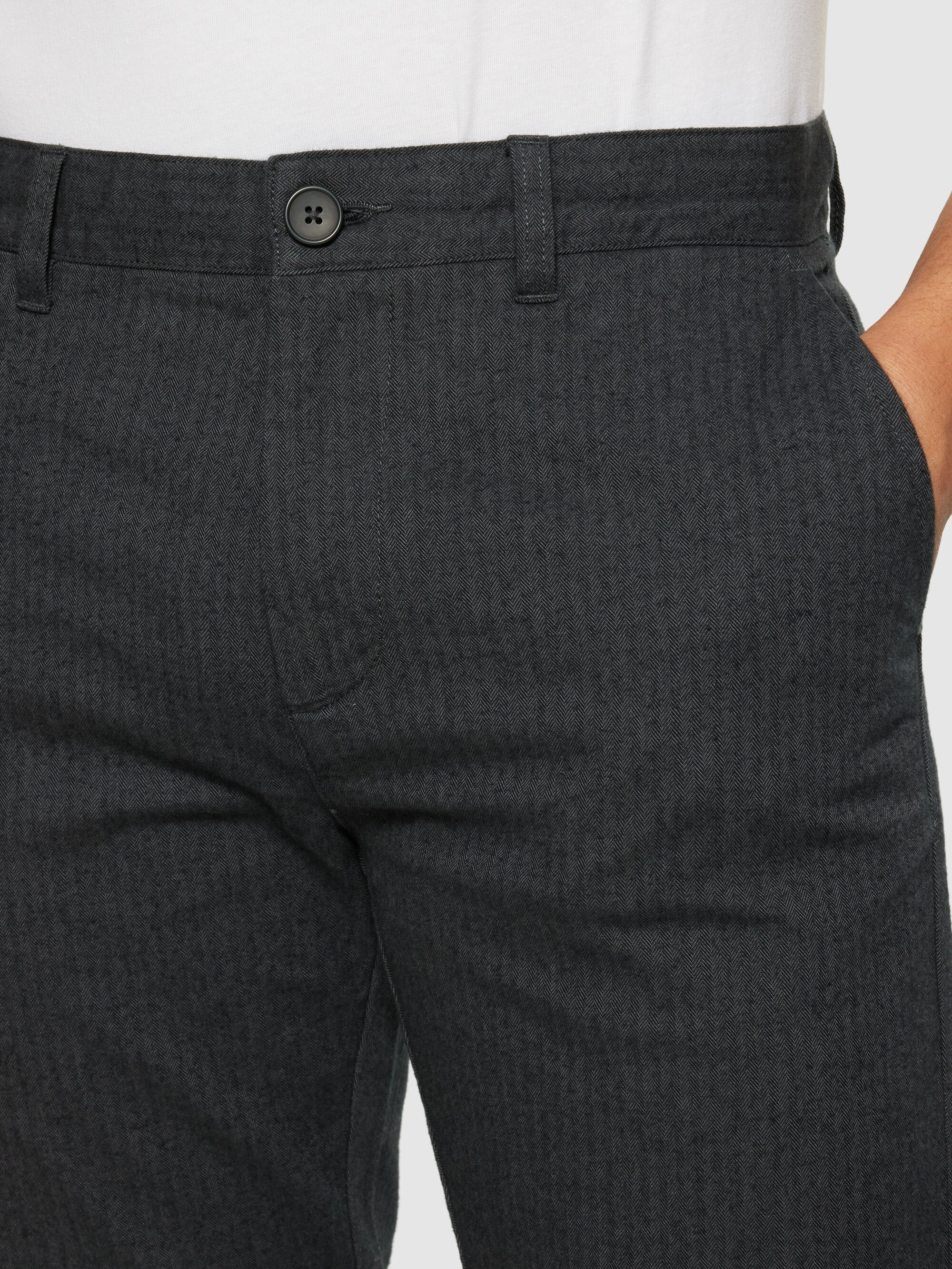 CHUCK regular flannel herringbone chinos - GOTS/Vegan - Gray Pinstripe - Image 5