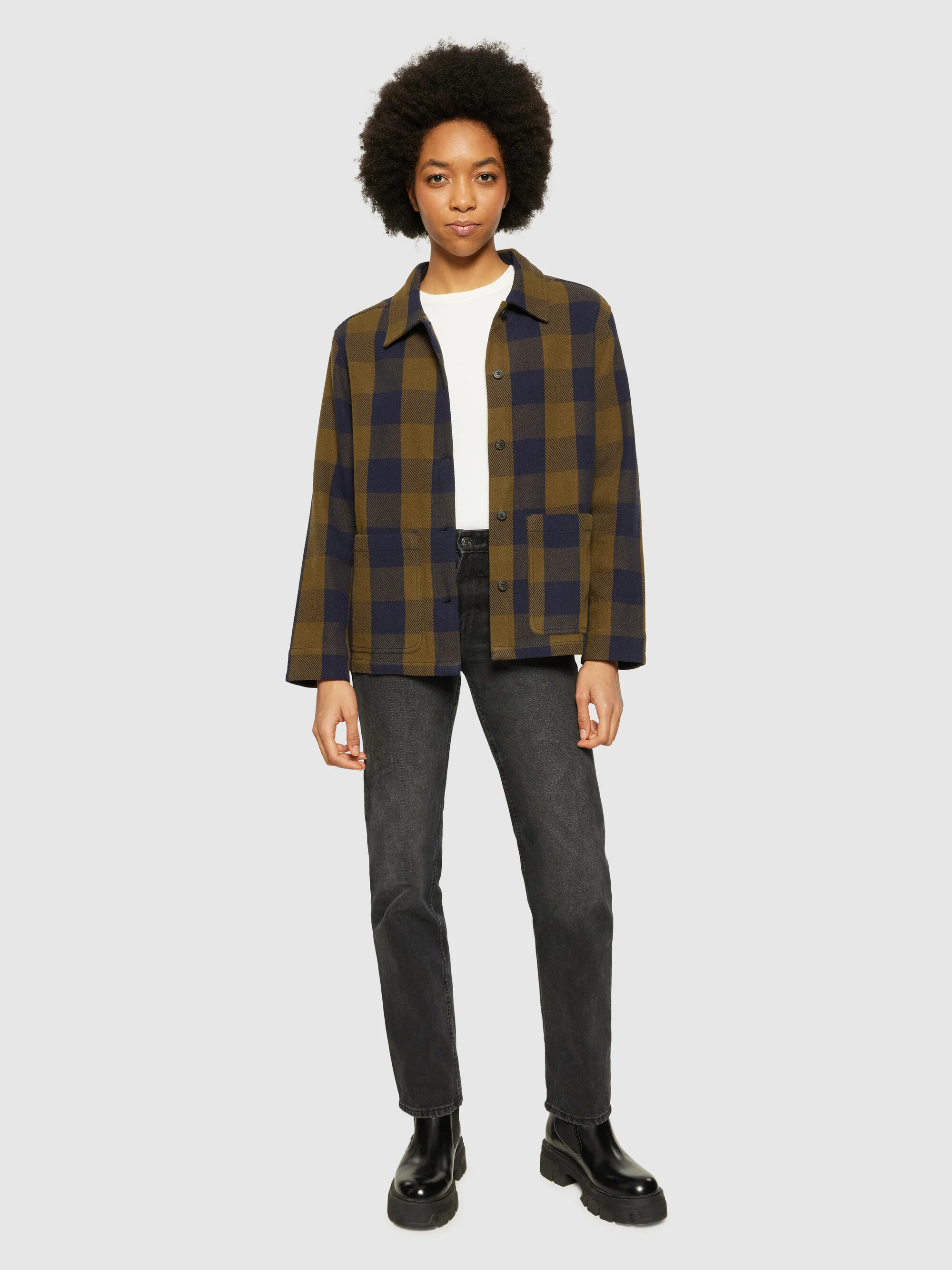Classic check overshirt - GOTS/Vegan - Beige check - Image 4