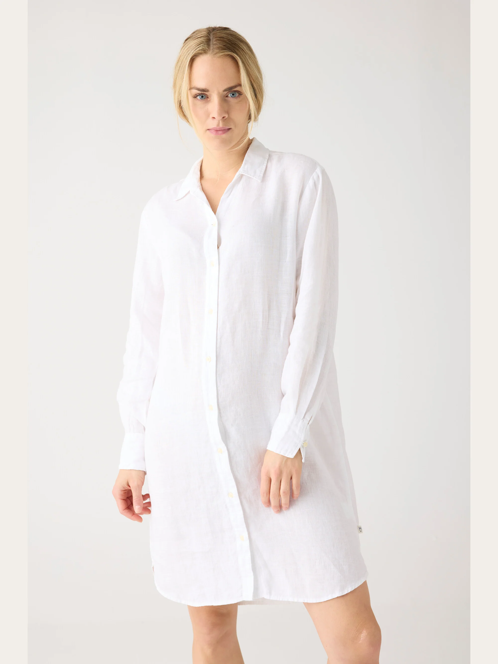 Classic linen dress - Bright White - Image 2