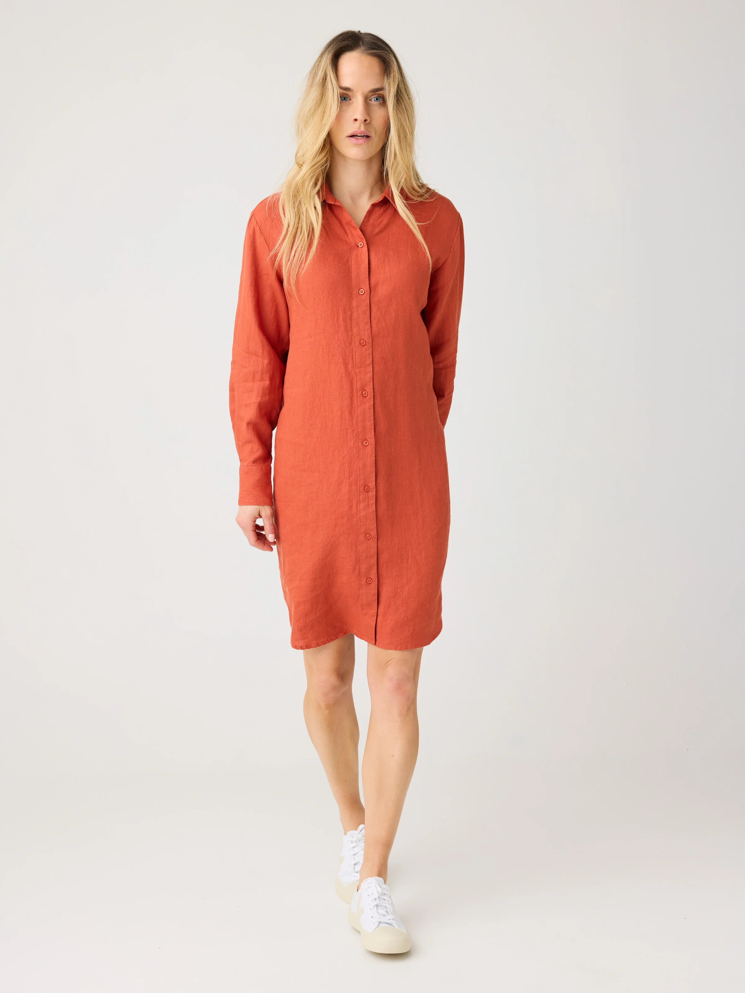 Classic linen dress - Burnt Brick - Image 2