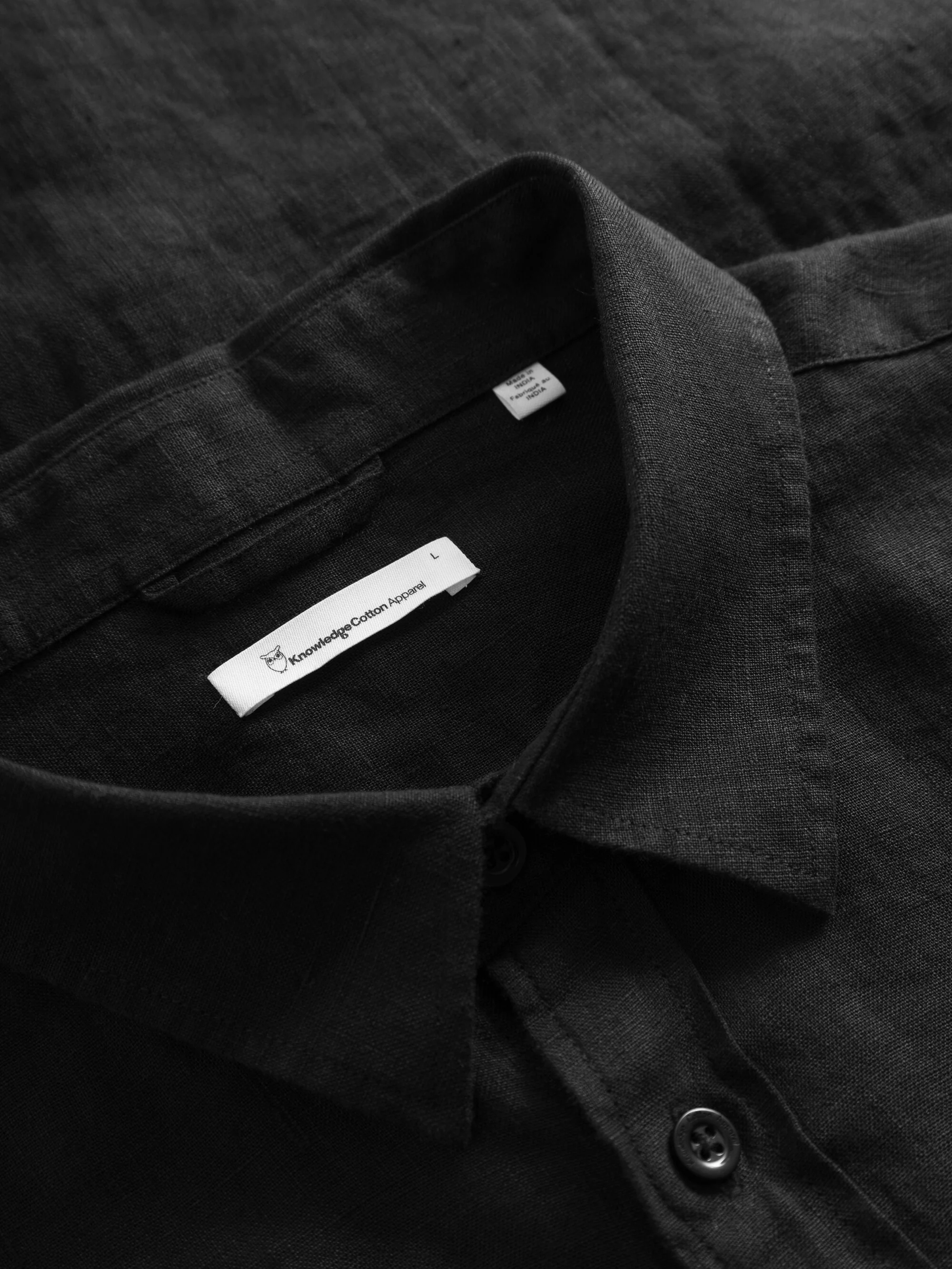 Custom fit linen shirt - Black Jet - Image 3
