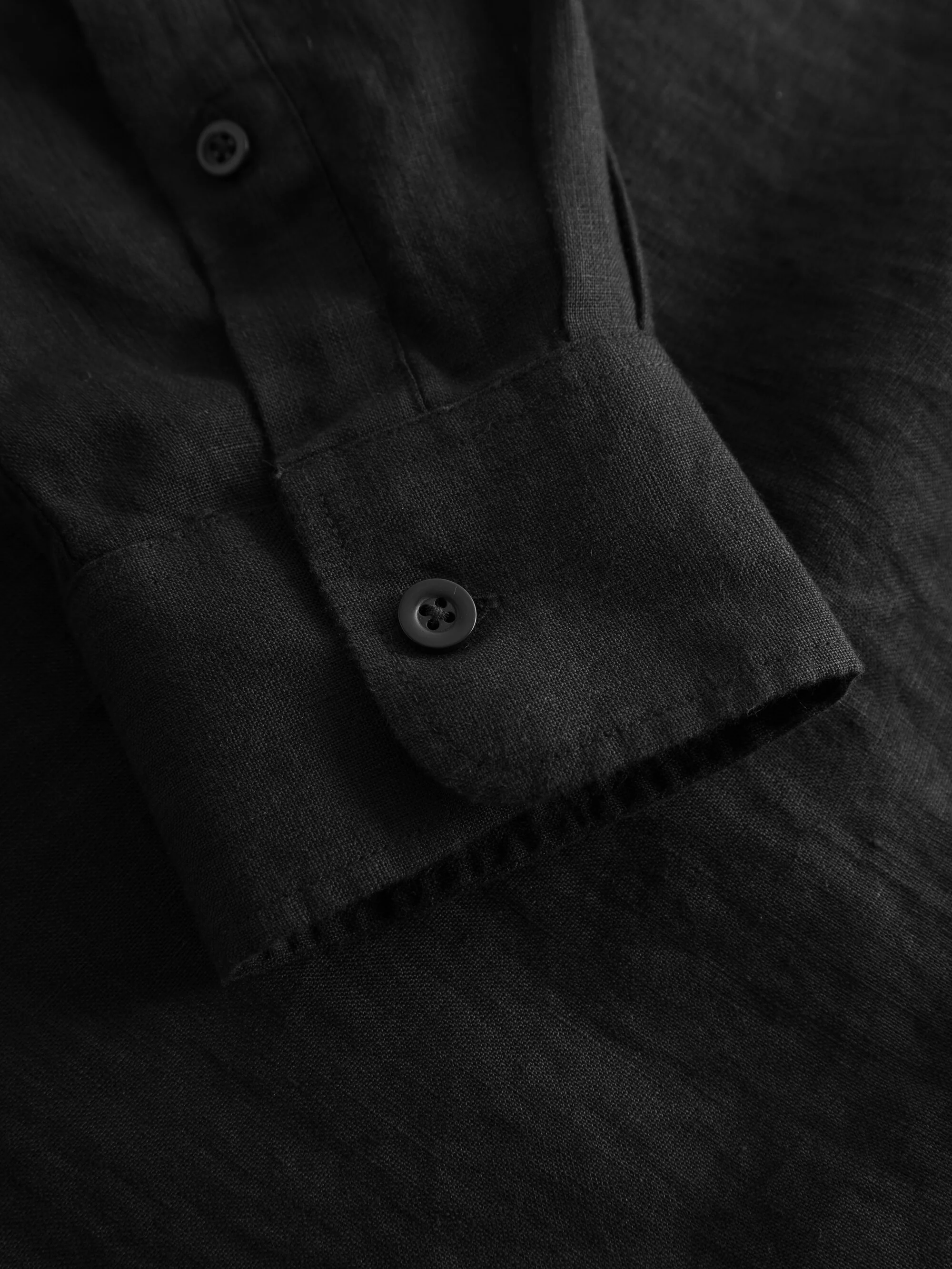 Custom fit linen shirt - Black Jet - Image 4