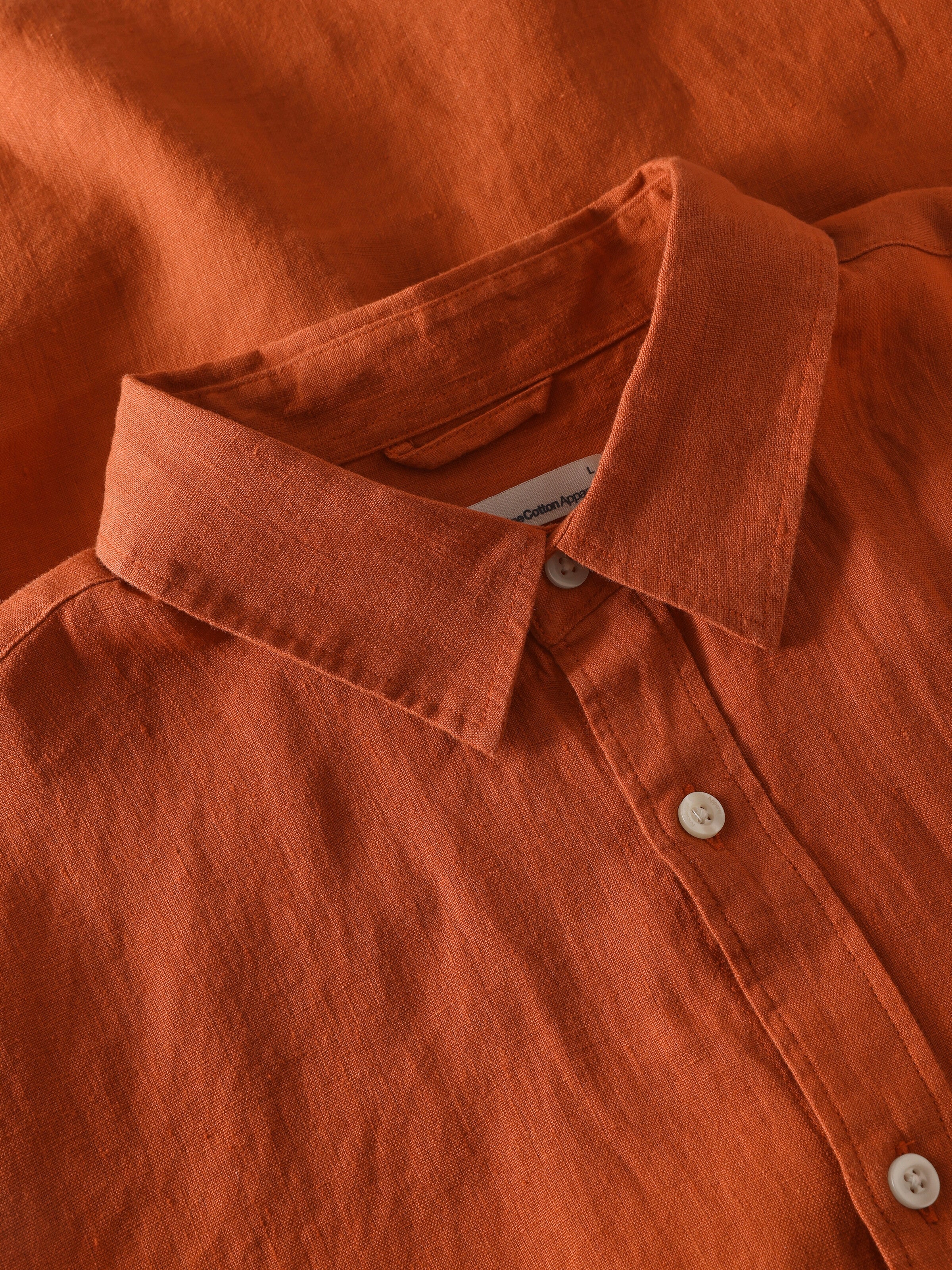 Custom fit linen shirt - Burnt Brick - Image 2
