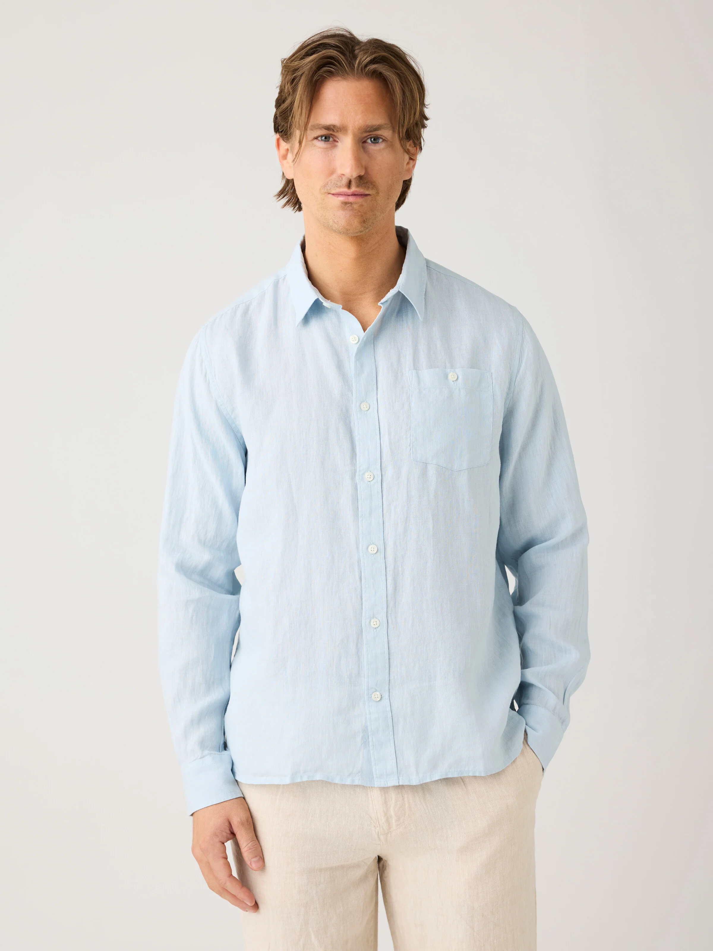 Custom fit linen shirt - Skyway - Image 2