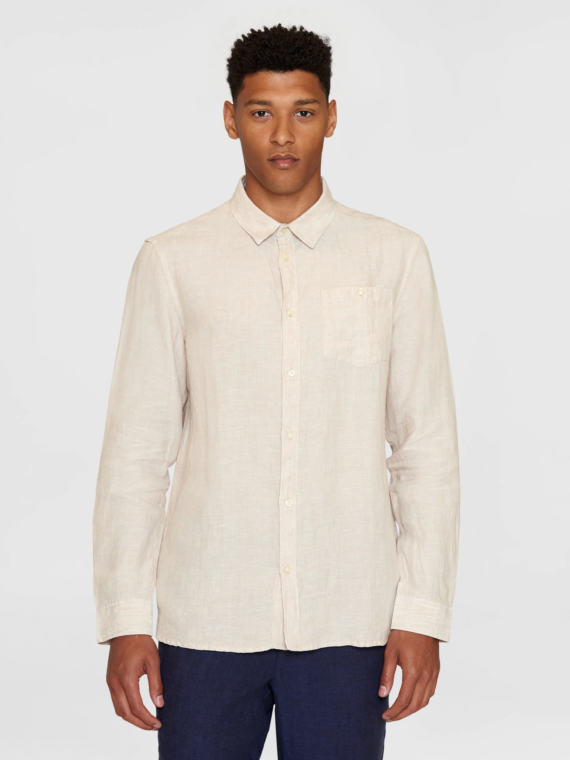 Custom fit linen shirt - Yarndyed Light feather gray - Image 2