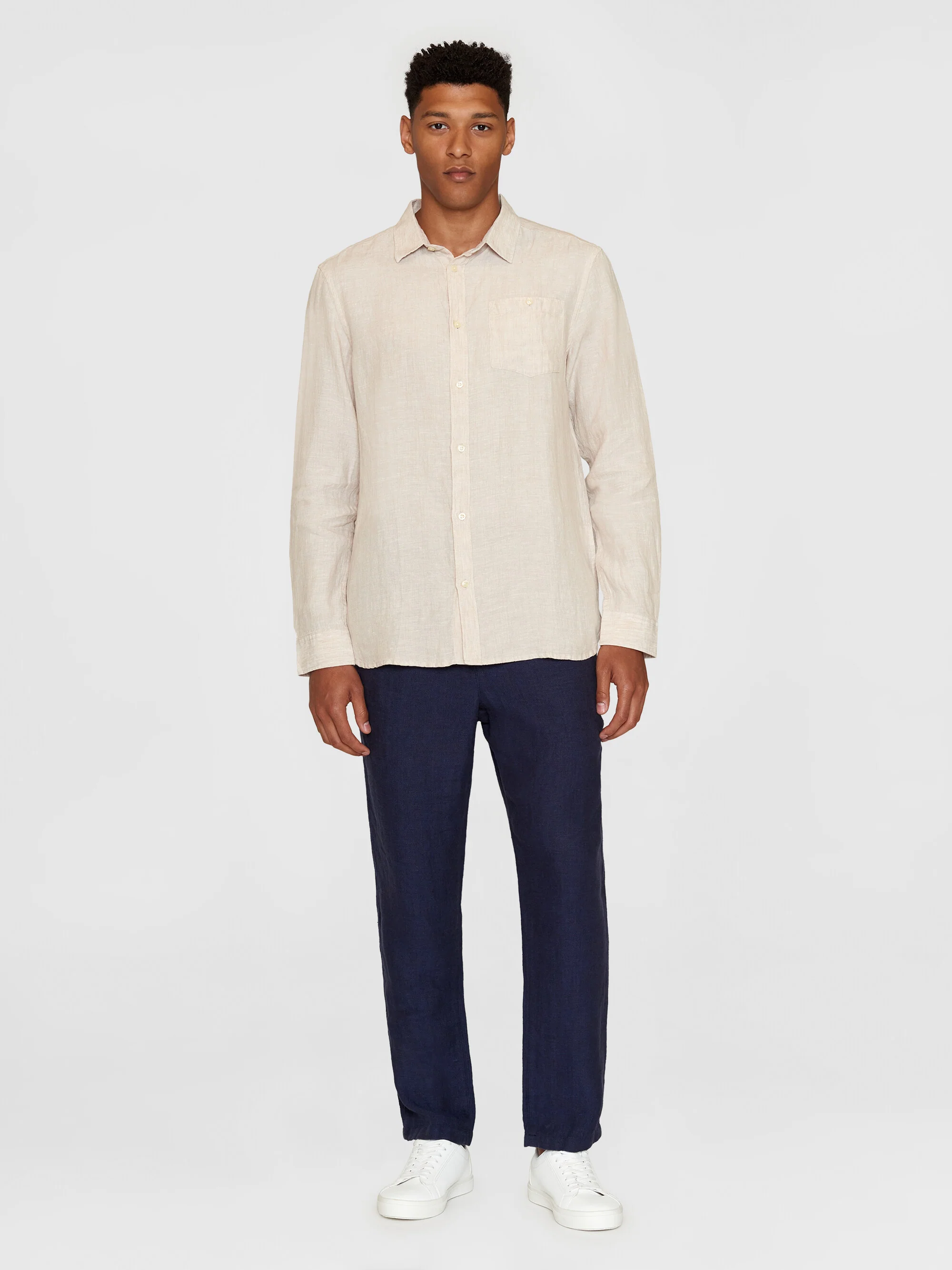 Custom fit linen shirt - Yarndyed Light feather gray - Image 4