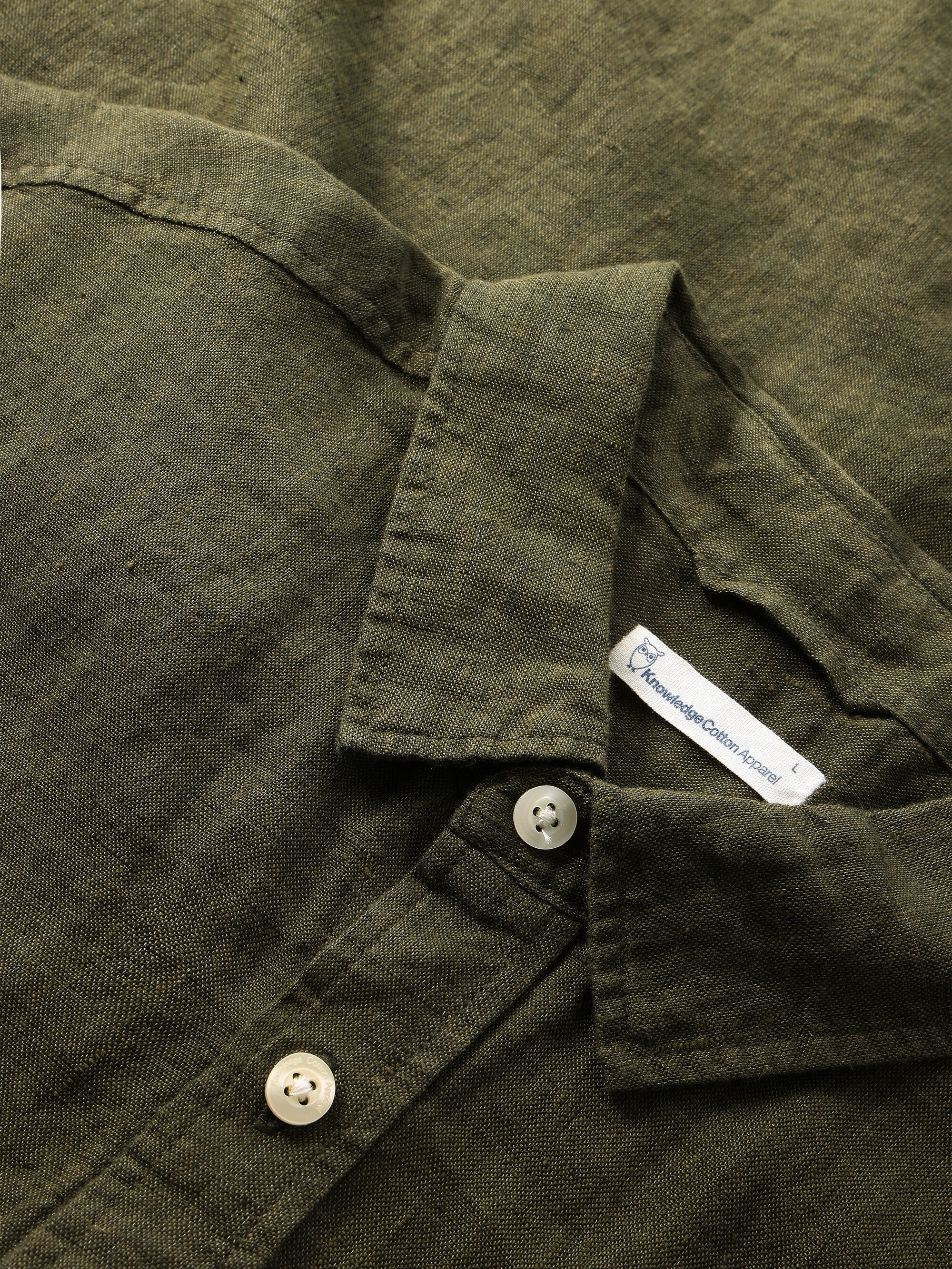 Custom fit linen short sleeve shirt - Burned Olive - Image 6