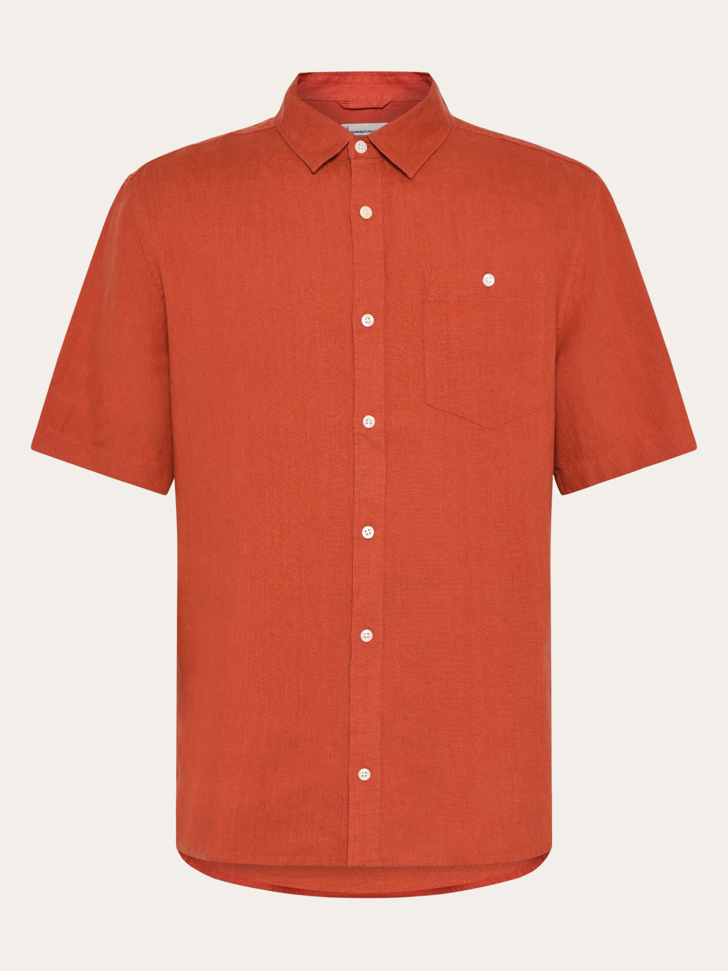 Custom fit linen short sleeve shirt - Burnt Brick