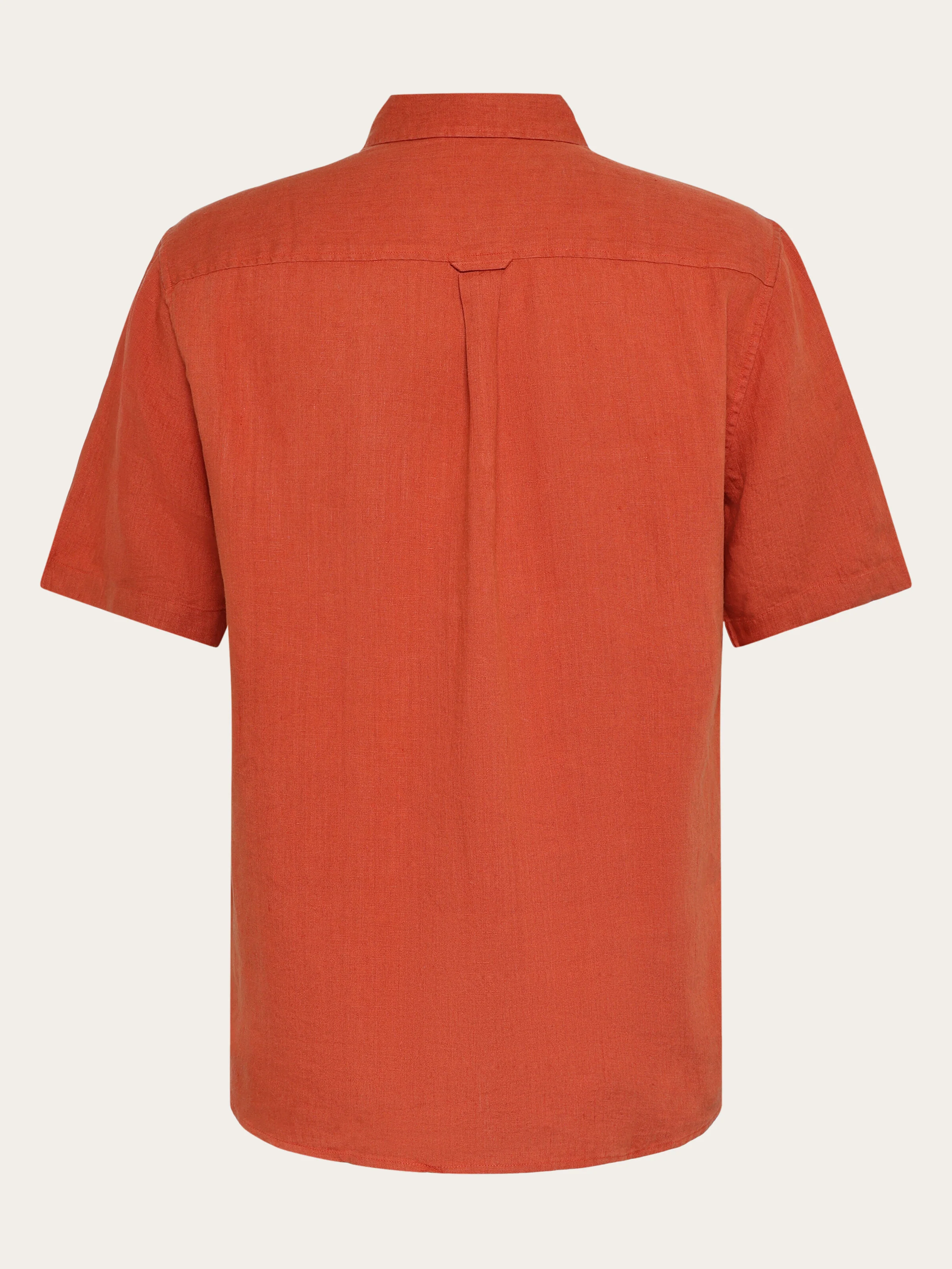 Custom fit linen short sleeve shirt - Burnt Brick - Image 3
