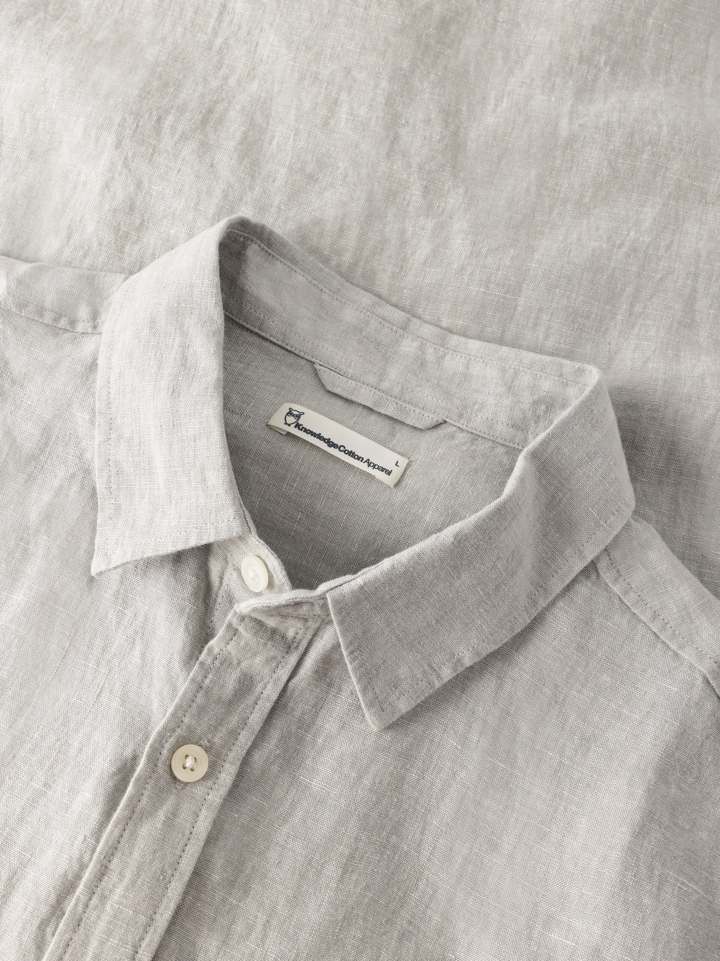 Custom fit linen short sleeve shirt - Yarndyed Ultimate Grey - Image 2