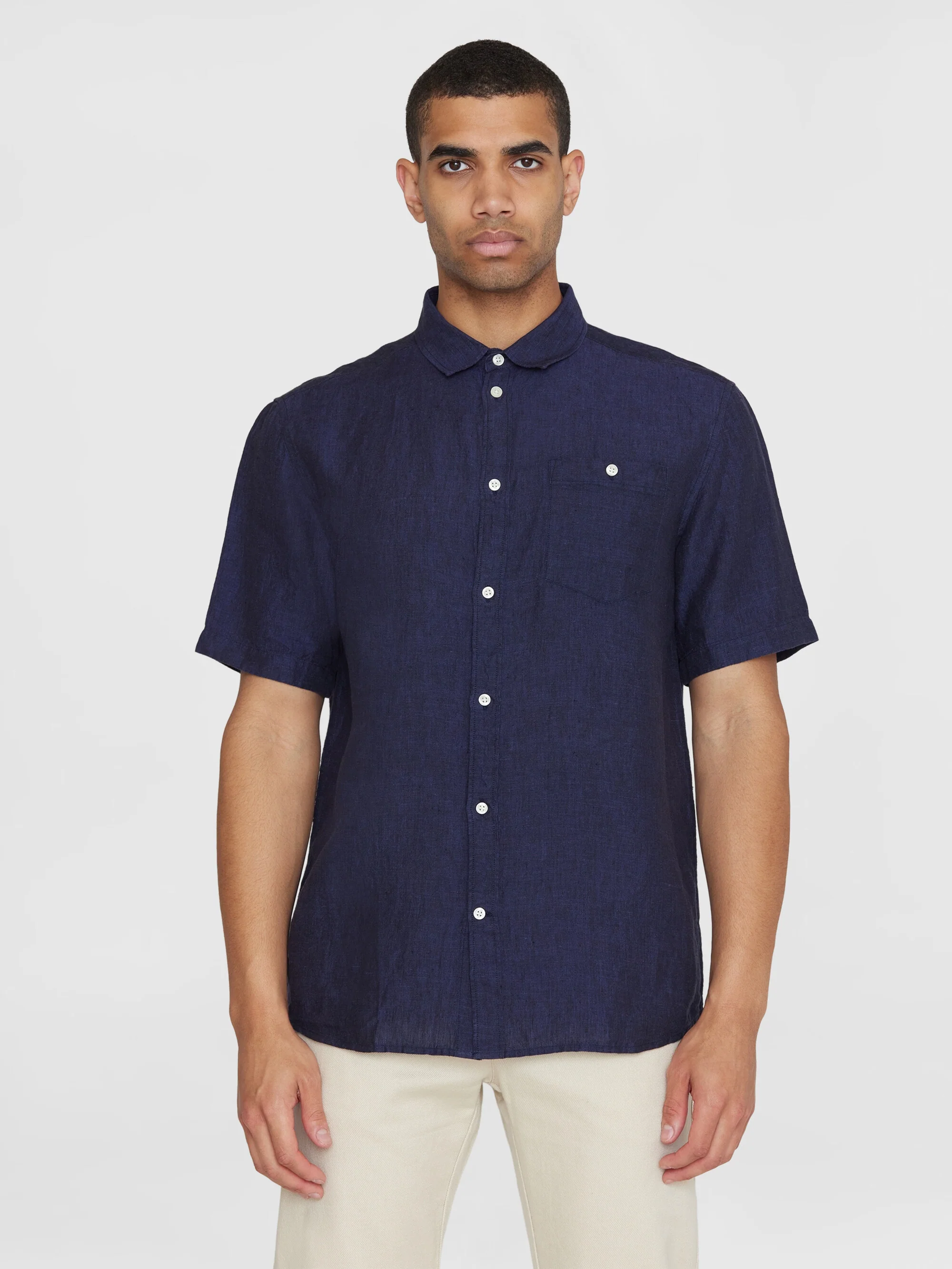 Custom fit linen short sleeve shirt - Yarndyed Total Eclipse - Image 2