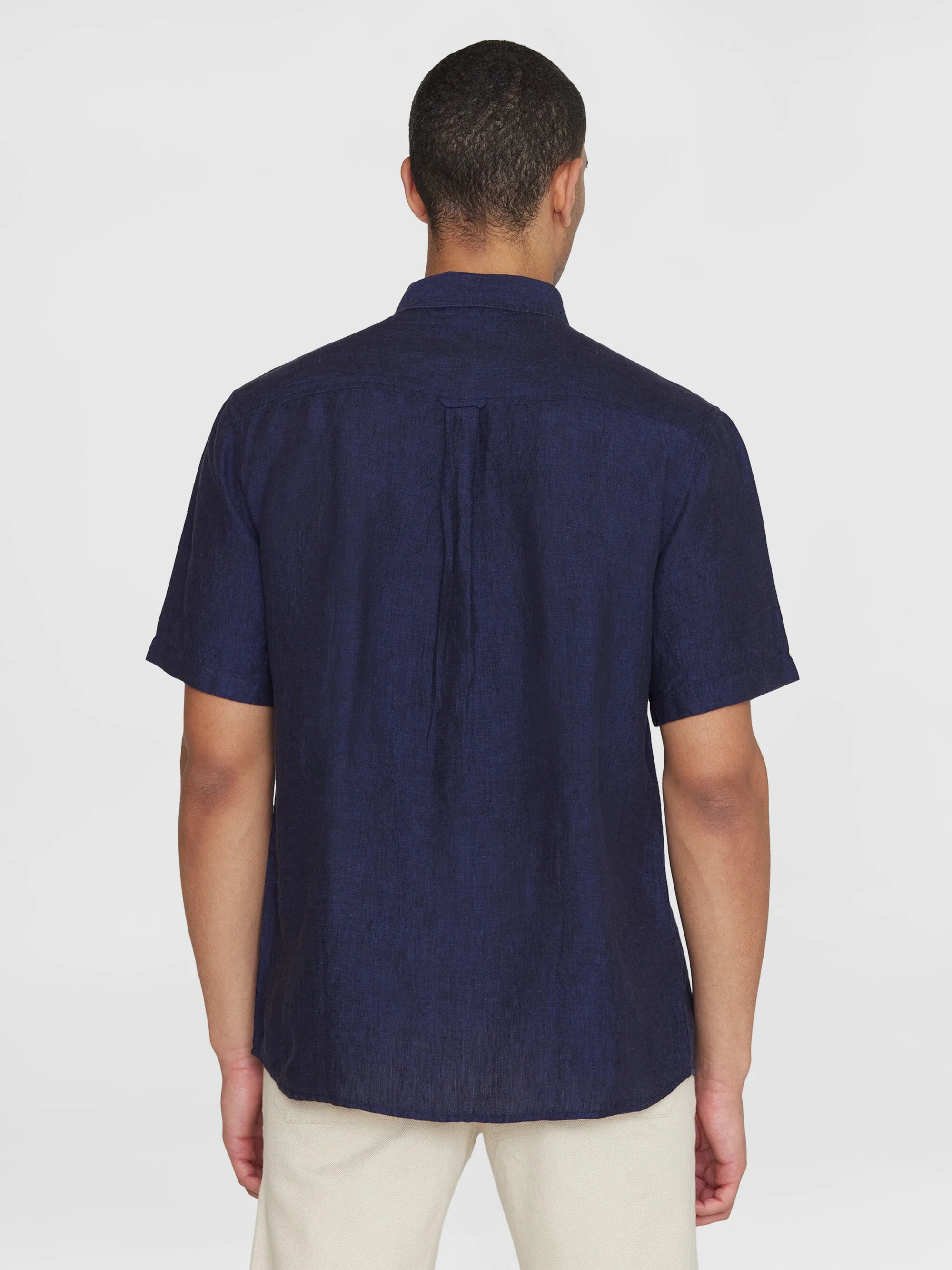 Custom fit linen short sleeve shirt - Yarndyed Total Eclipse - Image 3