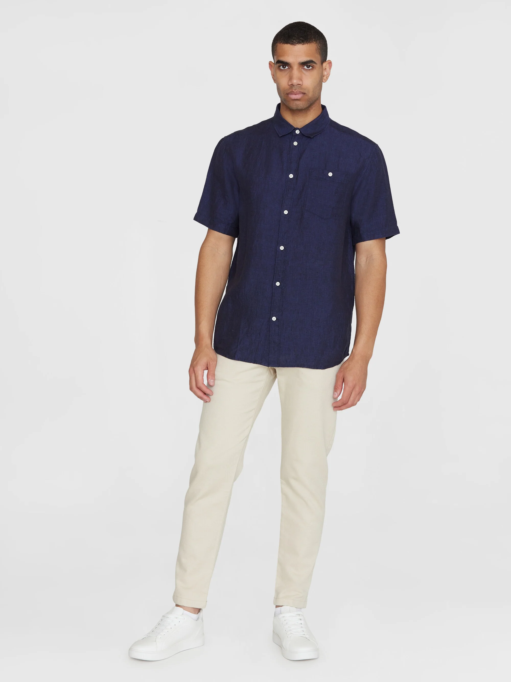 Custom fit linen short sleeve shirt - Yarndyed Total Eclipse - Image 4
