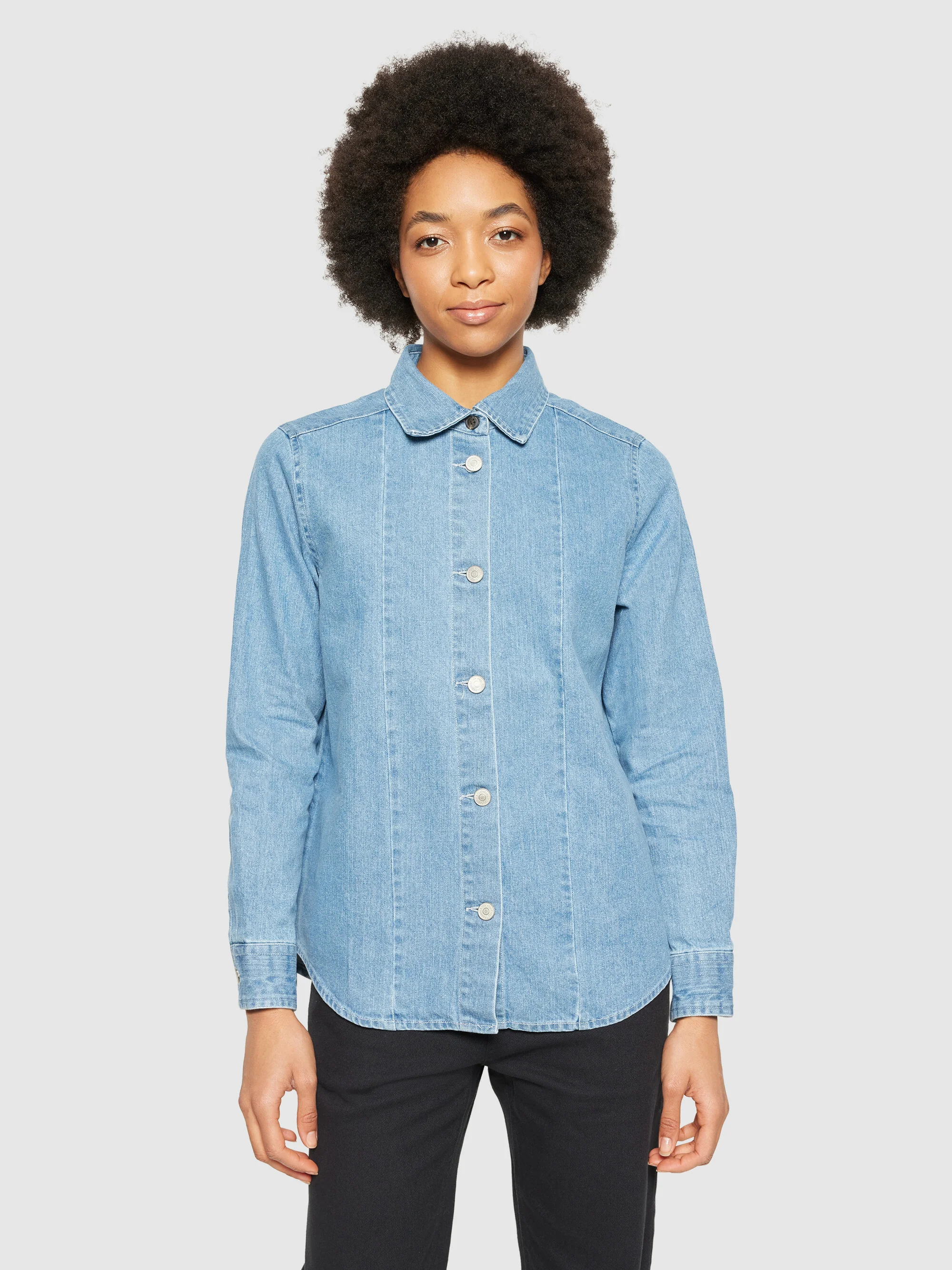 Denim shirt - GOTS/Vegan - Light Blue denim - Image 2