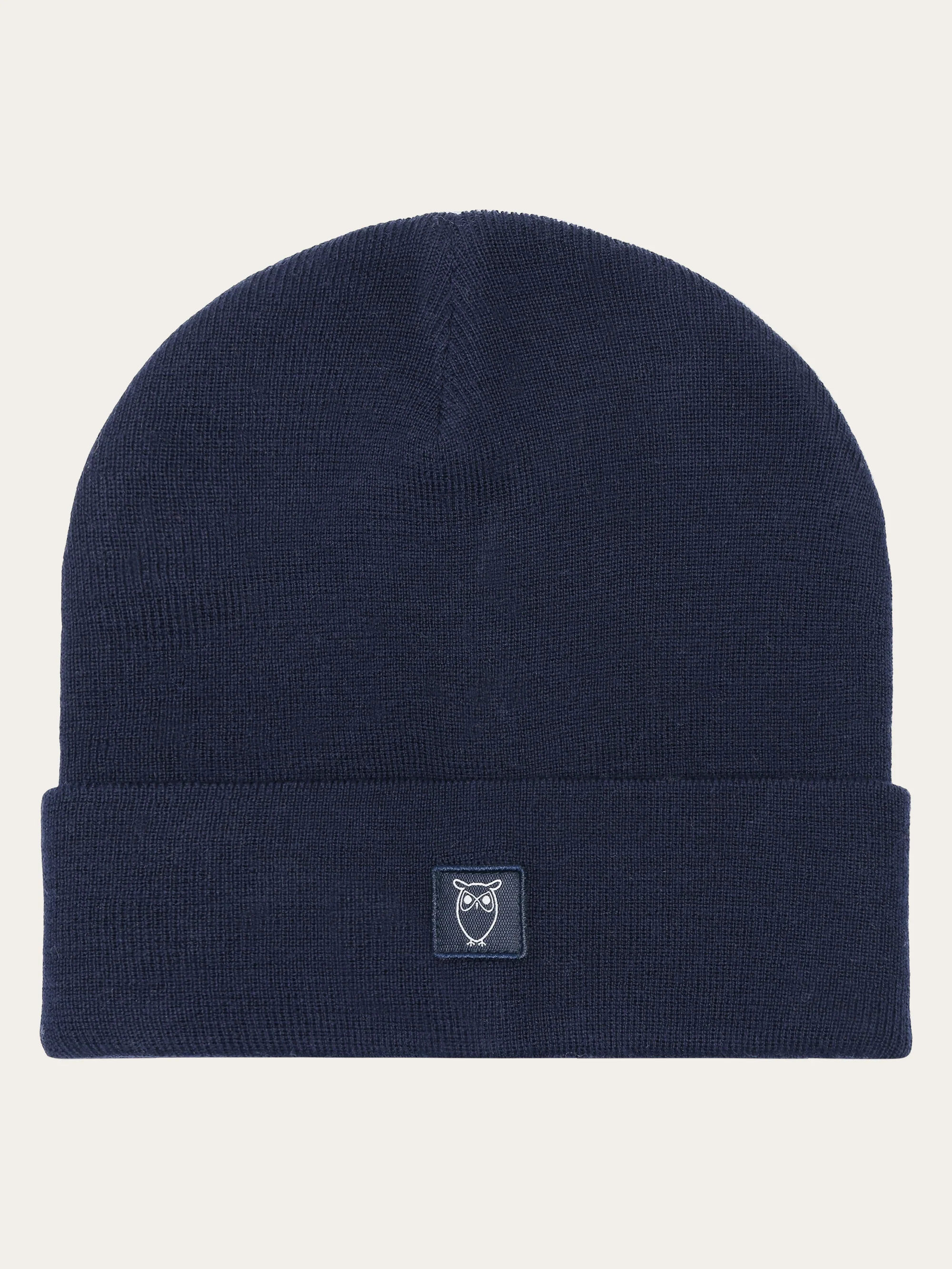 Merino double layer badge beanie - Total Eclipse