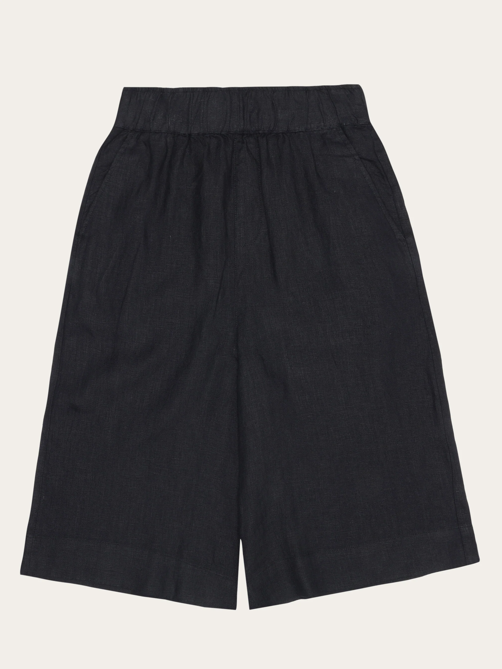 Eve wide linen culotte shorts - Black Jet